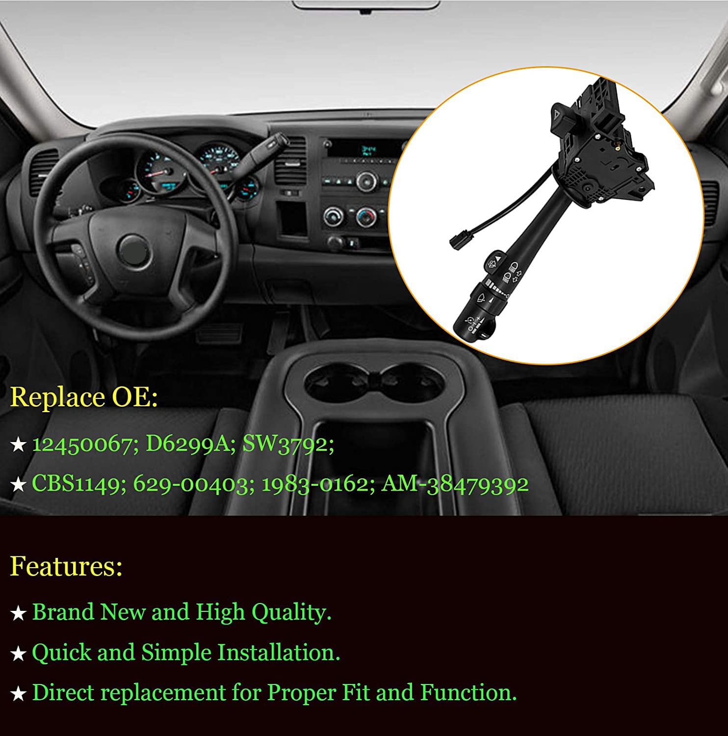 Turn Signal Switch Multifunction Combination Switch Wiper Washers Hazard Switch Replacement For 2003-2006 Chevy Silverado Tahoe Gmc Sierra Yukon Cadillac Escalade, Replaces# 12450067, D6299A, Sw3792