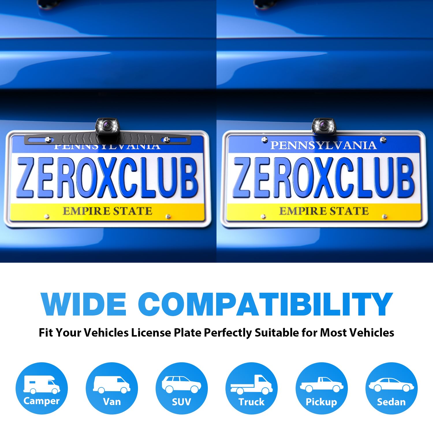 ZEROXCLUB Backup Camera Kit with 7" Monitor, 1080P HD, Night Vision, IP69 Waterproof, Jet Black - Model B01