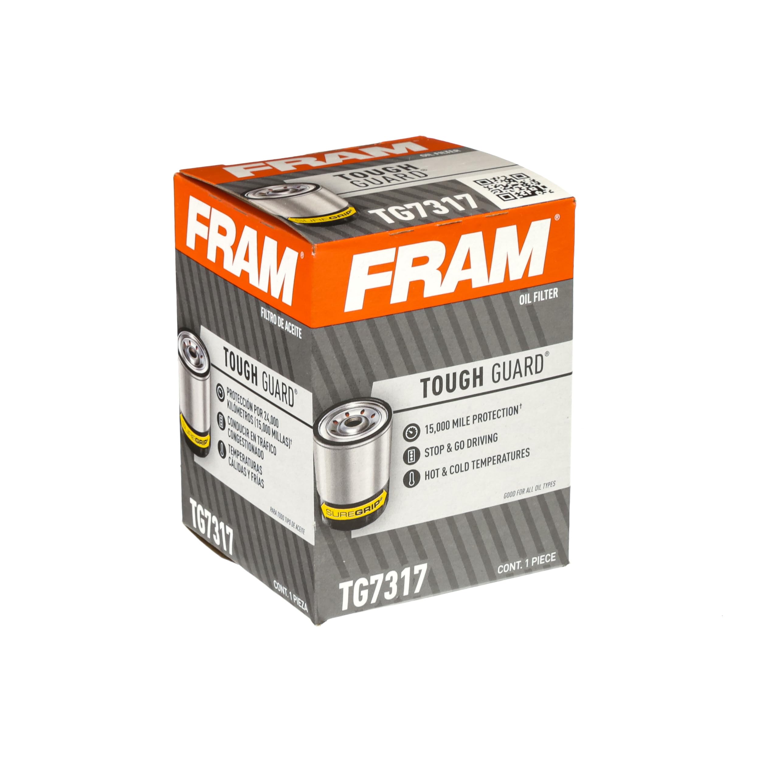 Fram Tough Guard Replacement Oil Filter Tg7317, Designed For Interval Full-Flow Changes Lasting Up To 15K Miles