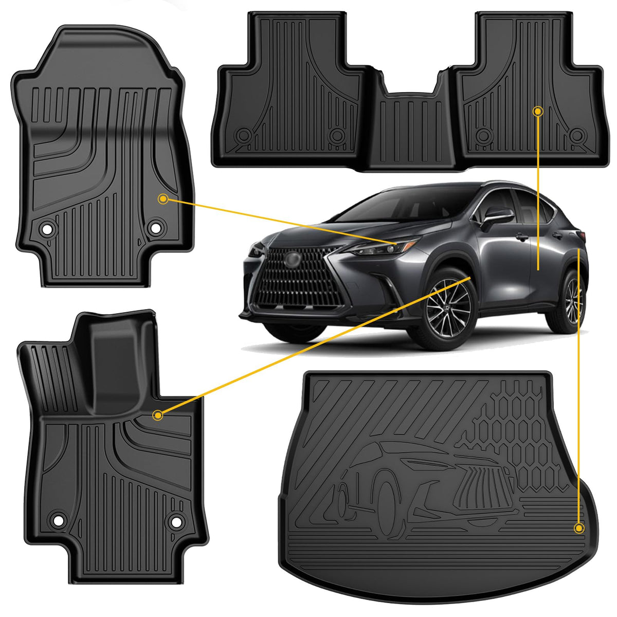 For 2022-2025 Lexus Nx Floor Mats And Cargo Liner - Custom Fit All Weather Floor Mats And Trunk Mat For Lexus Nx250/Nx350/Nx350H