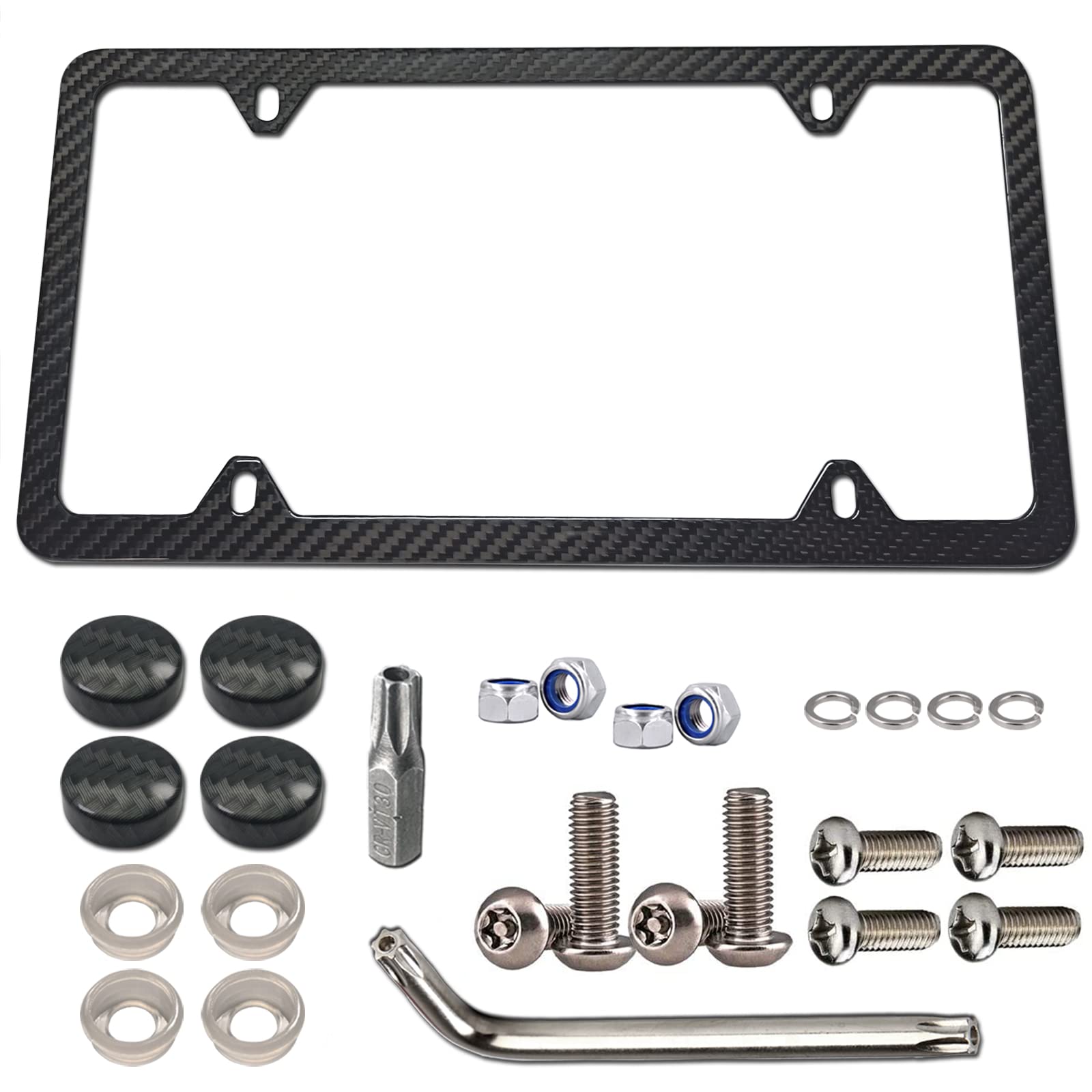 Bggtmo Carbon Fiber License Plate Frame-Stainless Steel License Plate Frames Handmade Covering 100% Real Carbon Fiber | Stainles