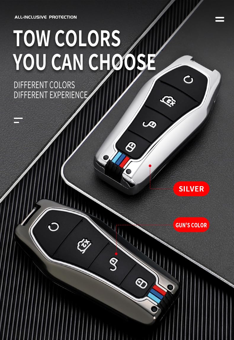 Tecart Key Case Shell Fit For Byd Han Ev Tang Dm Qin Plus Zinc Alloy Car Key Fob Cover Accessories 4 Button Key Cover Black