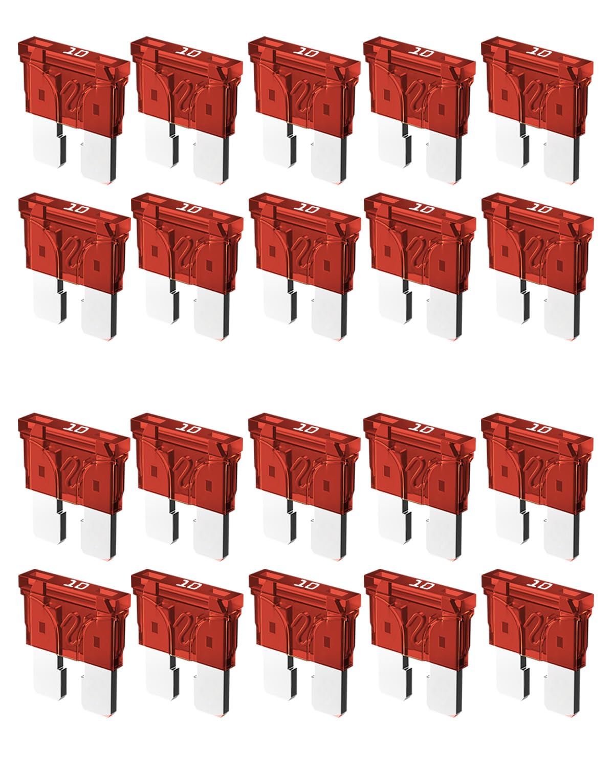 Riseuvo 20Pcs 10A Standard Car Fuses - 10 Amp Automotive Fuses(Ato/Apr/Ats), 32V (12/24V) Blade Fuse For Rv/Truck/Suv