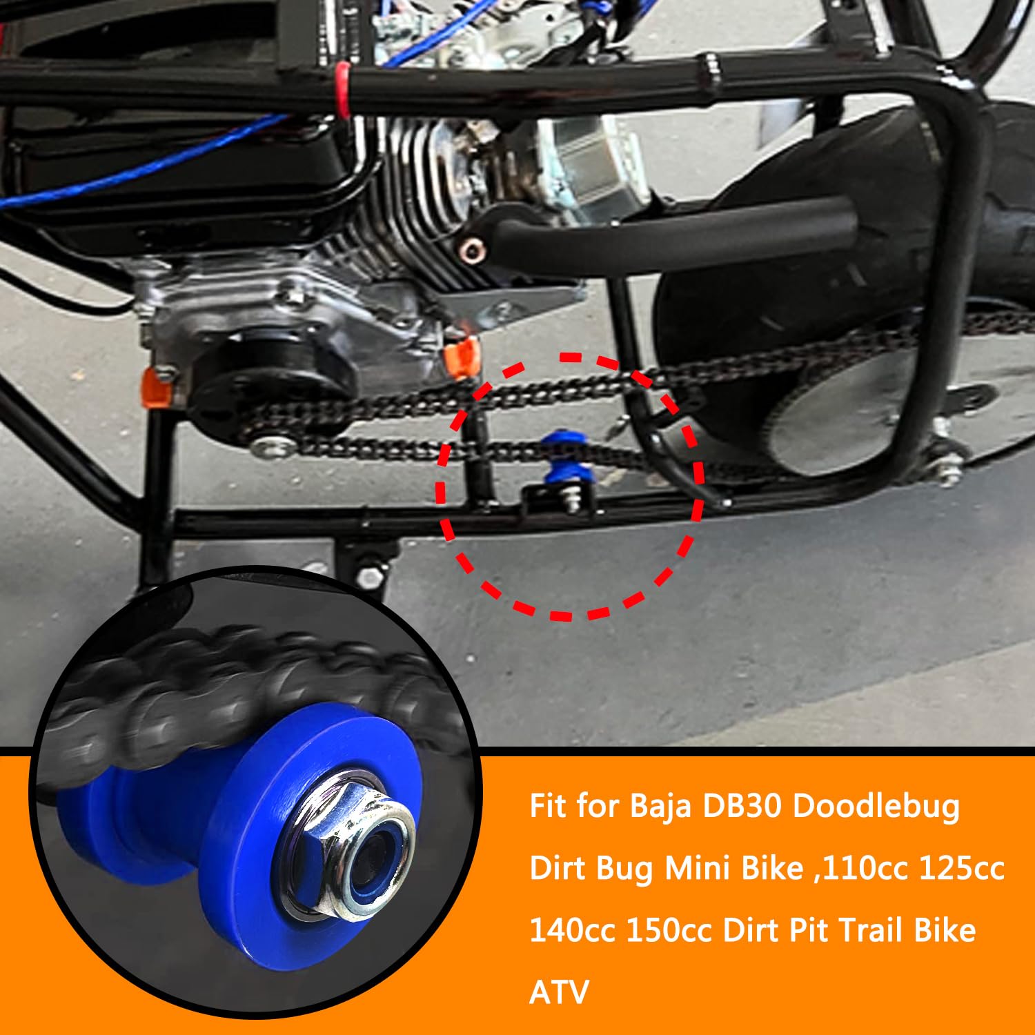 Holato 8Mm 0.31' 10Mm 0.39' Chain Roller Tensioner Wheel Guide For Baja Db30 Doodlebug Dirt Bug Mini Bike 110Cc 125Cc 140Cc 150Cc Ssr Xr125 Crf50 Klx110 Dirt Pit Trail Bike Atv Quad Motorcycle Blue