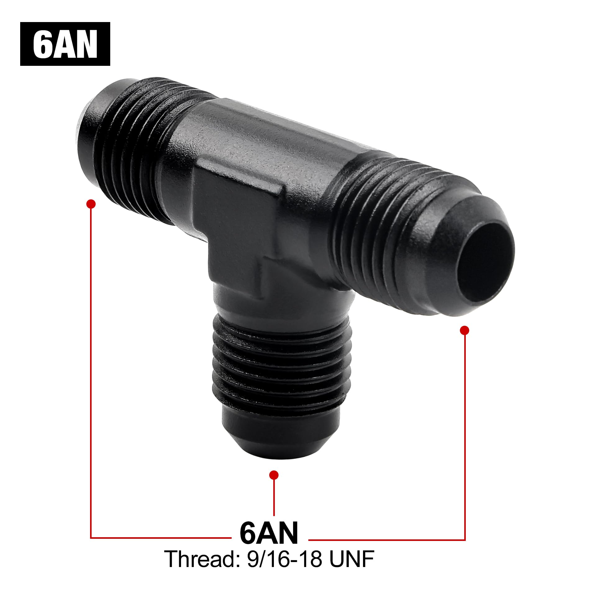 Evil Energy 6An Male Flare Tee Fitting Adapter T Union Aluminum Black