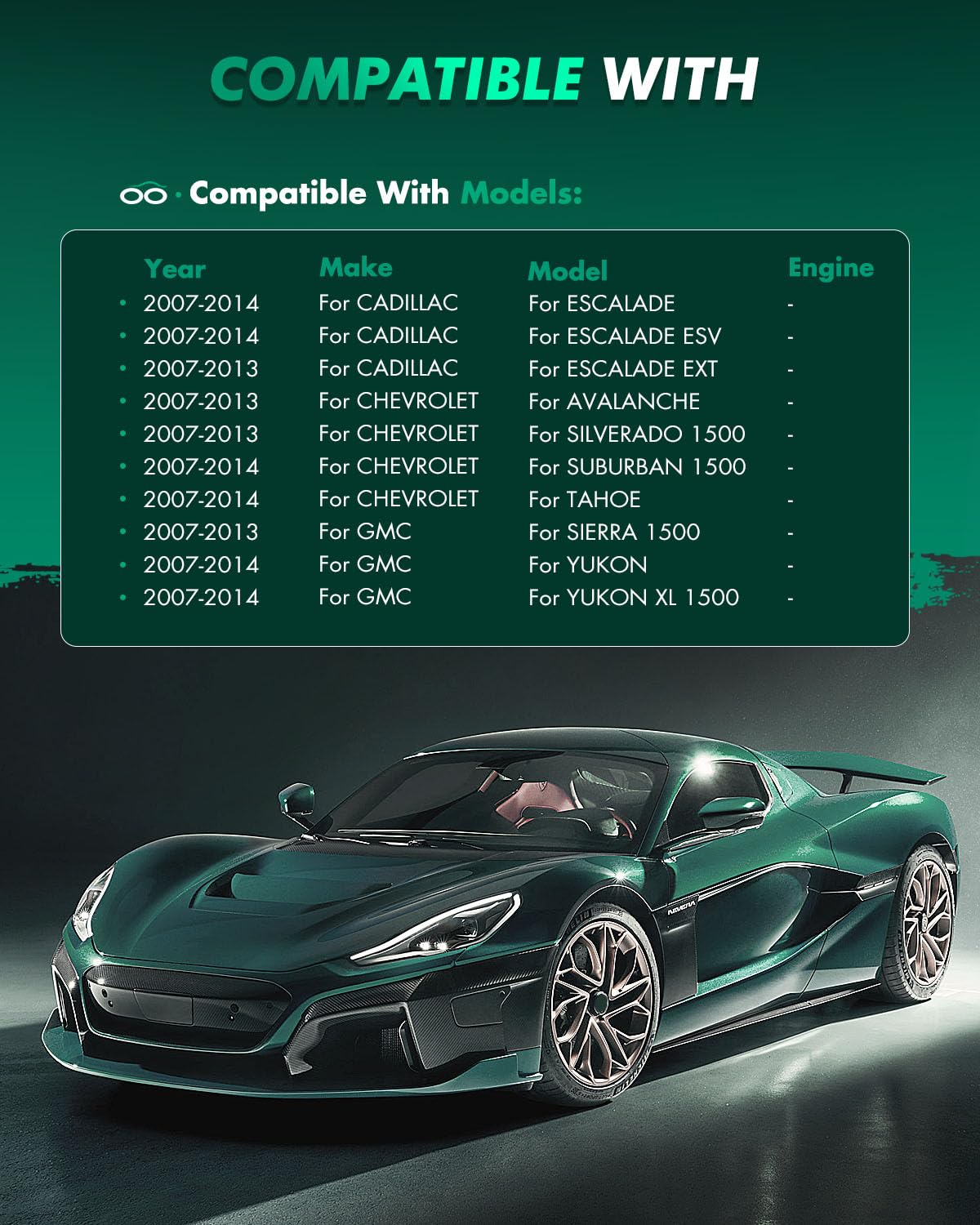 Scitoo D1092 D1194 Front Rear Semi-Metal Brake Pads Sets Fit For Cadillac Escalade Esv/Ext,For Chevy Avalanche/Silverado 1500 /