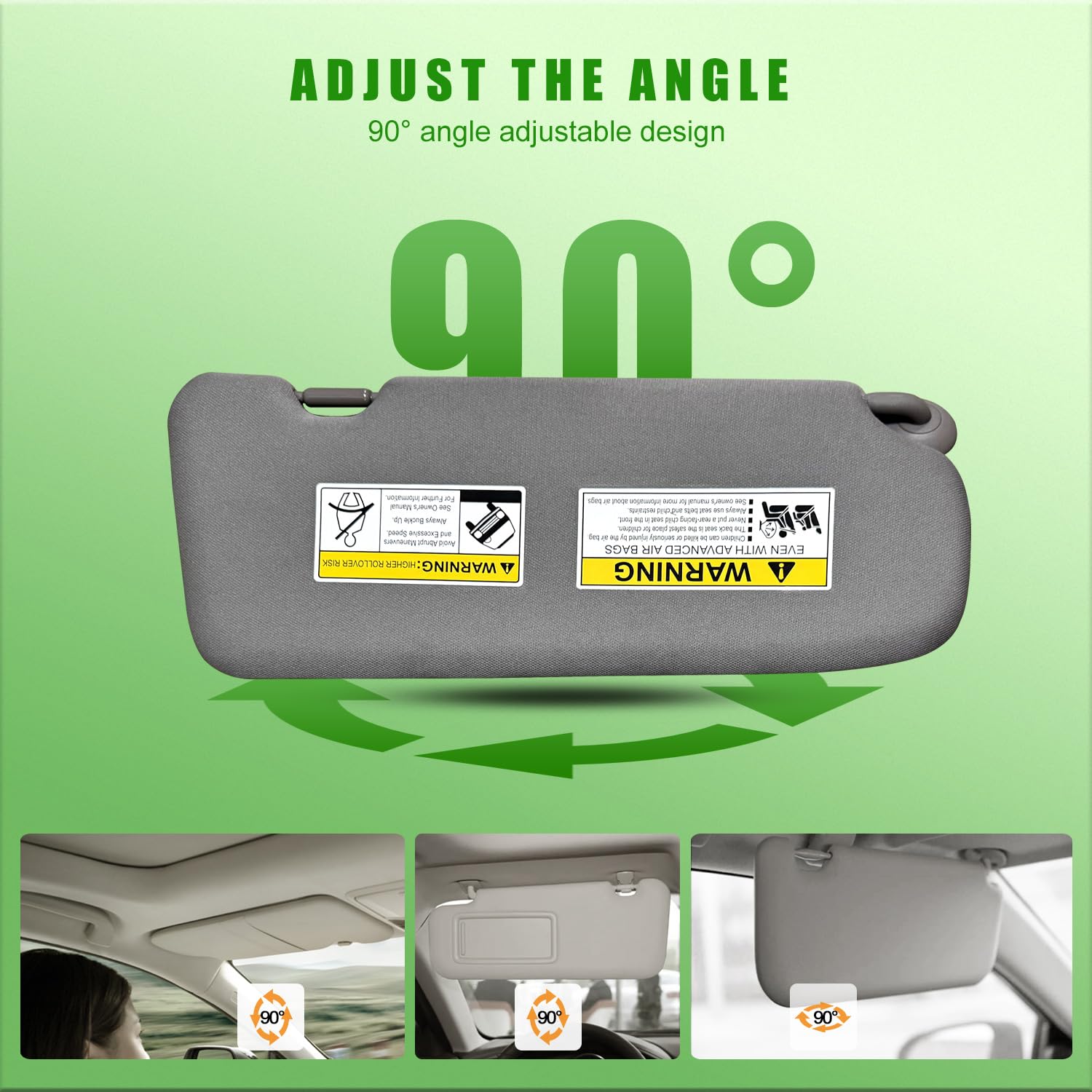 UMISHI Sun Visor Set for Honda CRV 2017-2022, Grey, Plastic, with Vanity Light & Makeup Mirror, Model XIRIEH045