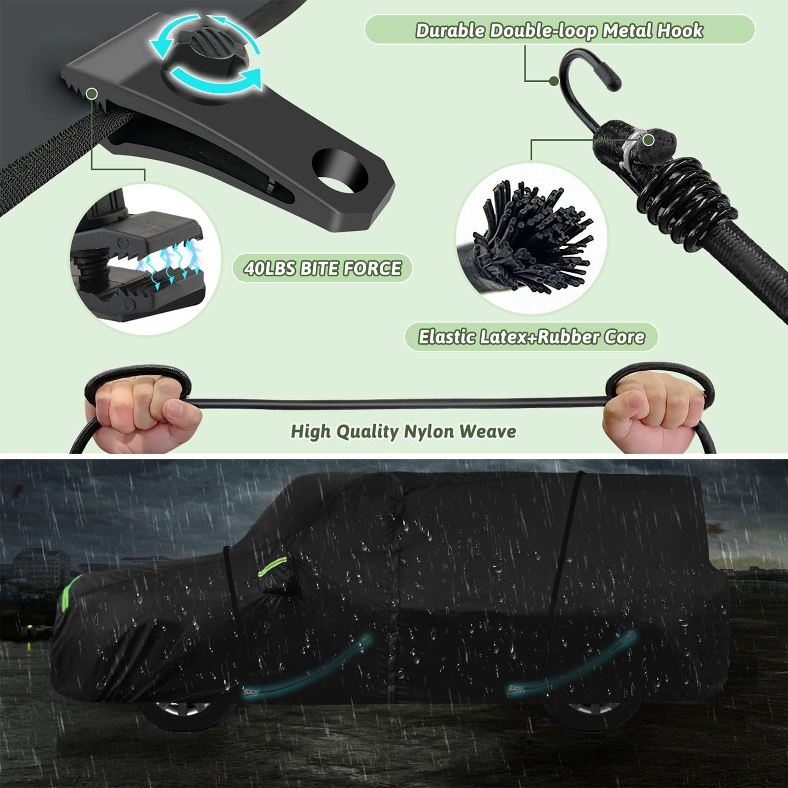 BETERNY Car Cover for Hummer H3 SUV 2006-2010, 210T Waterproof Sun Rain UV Dust Snow Protection Outdoor H3 Full Car Cover with W