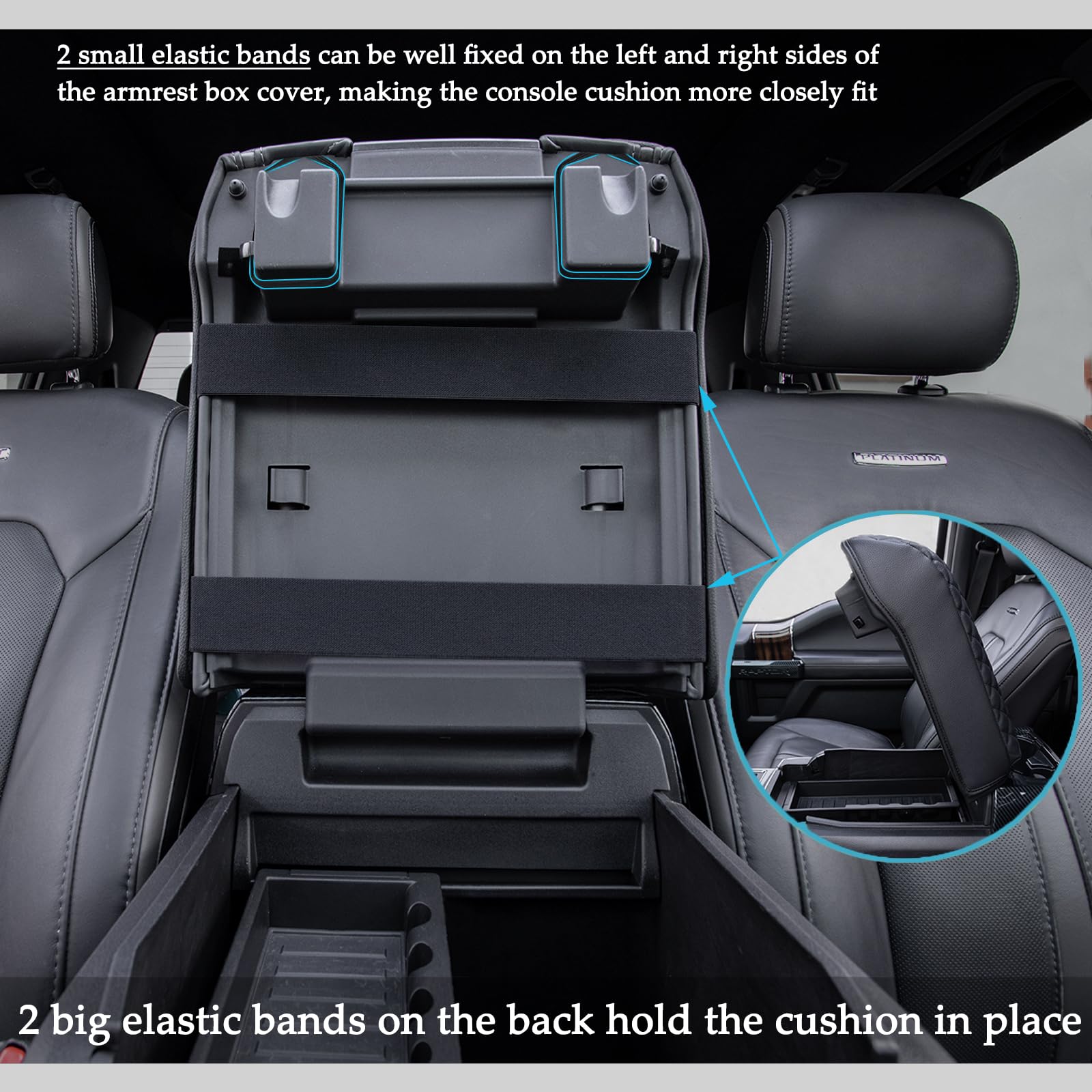 Jdmcar Center Console Cushion Compatible With 2015-2020 Ford F150 / 2017-2022 F250 F350 F450 And 2018-2024 Expedition Accessorie