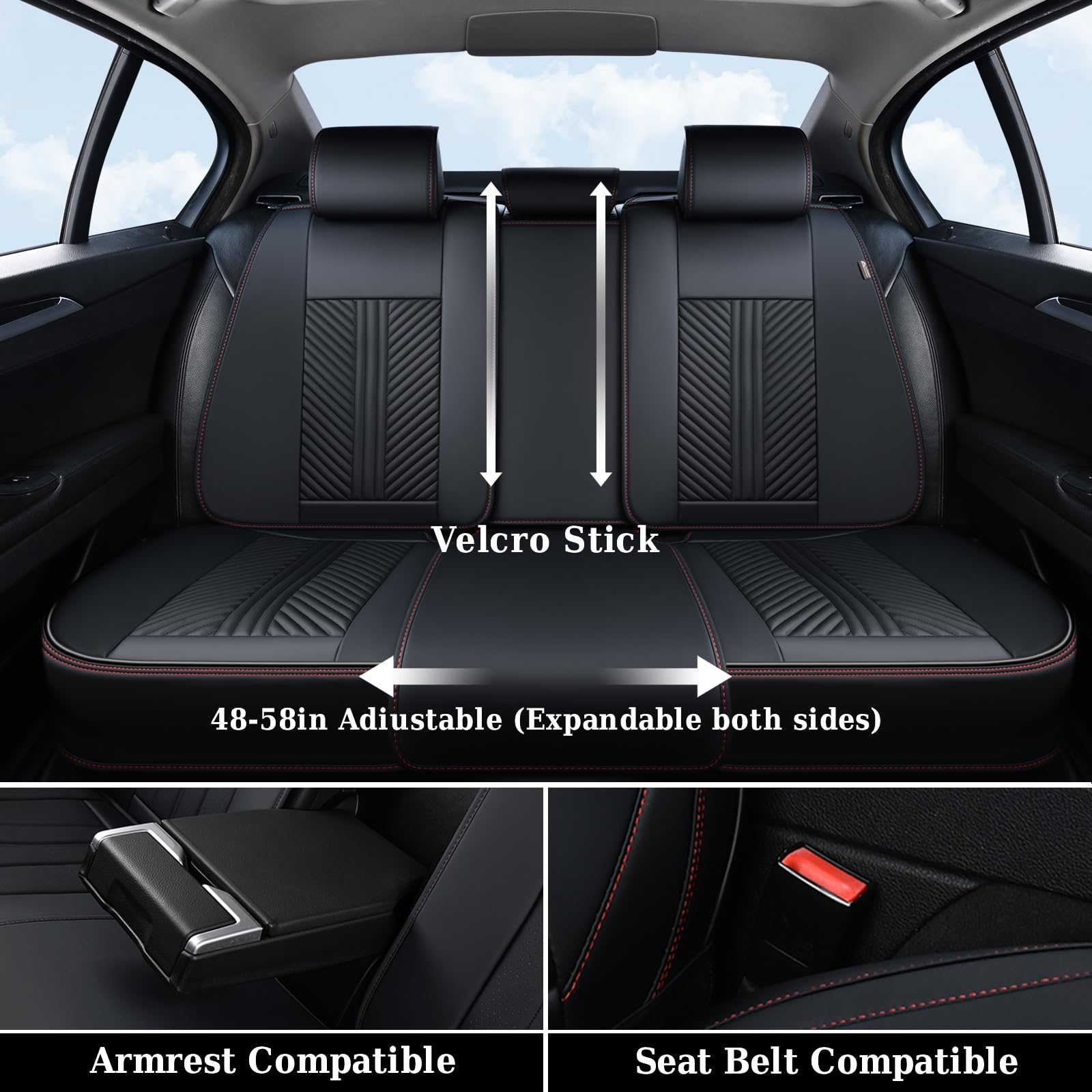 Coverado Car Seat Covers Full Set, 5 Seats Leather Seat Covers For Cars, Waterproof Front And Rear Car Seat Protectors Cushions