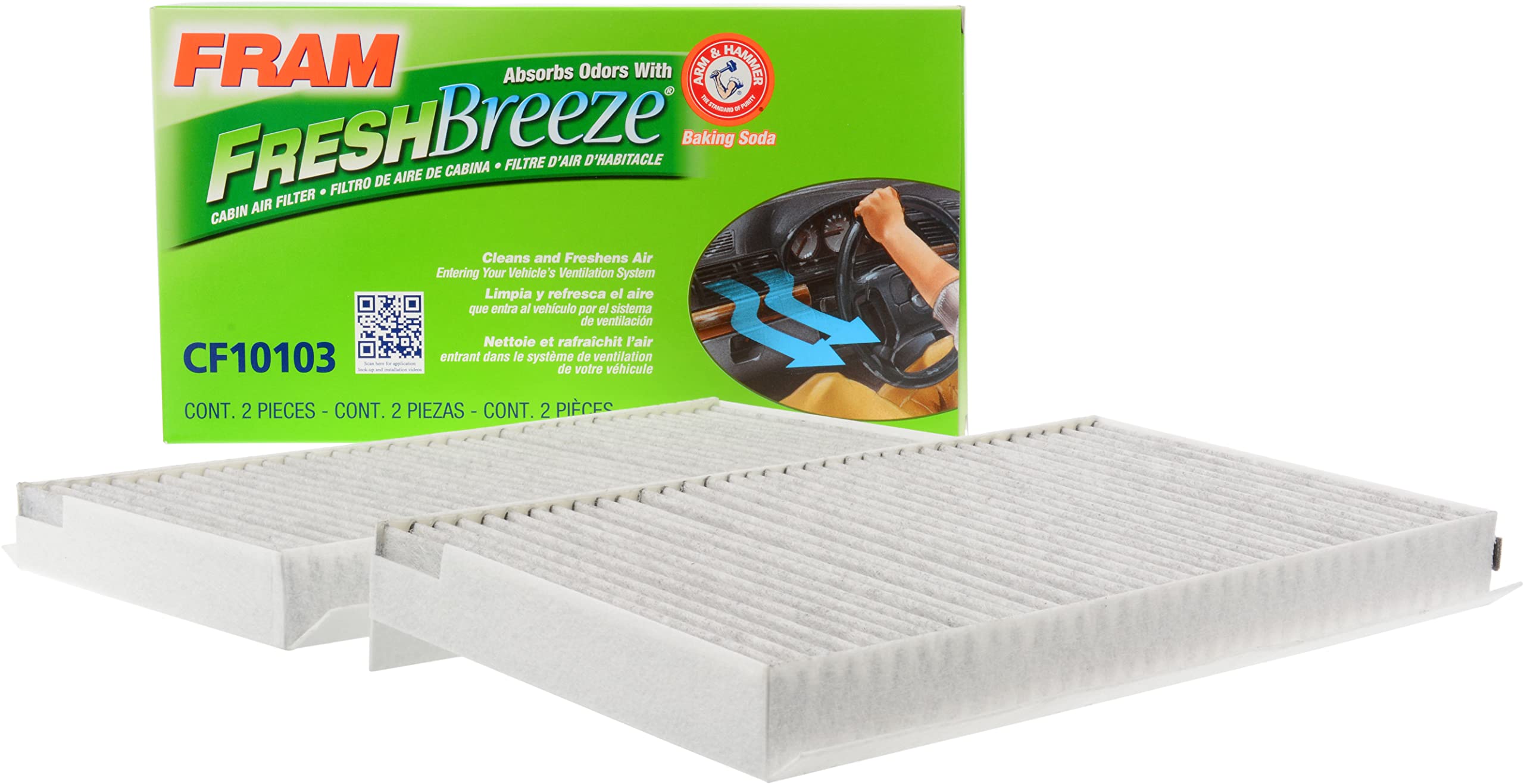 Fram Fresh Breeze Cabin Air Filter With Arm & Hammer Baking Soda, Cf10103 For Bmw Vehicles