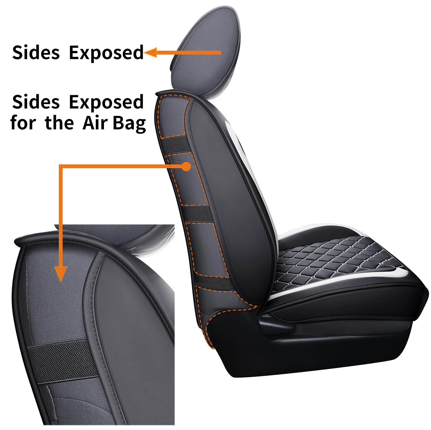 Tomatoman Tacoma Seat Covers Customized For 2005-2023 Sport Extended Sr V6 Overlanding, Waterproof Faux Leather Cushions(Full Set, Black-White)