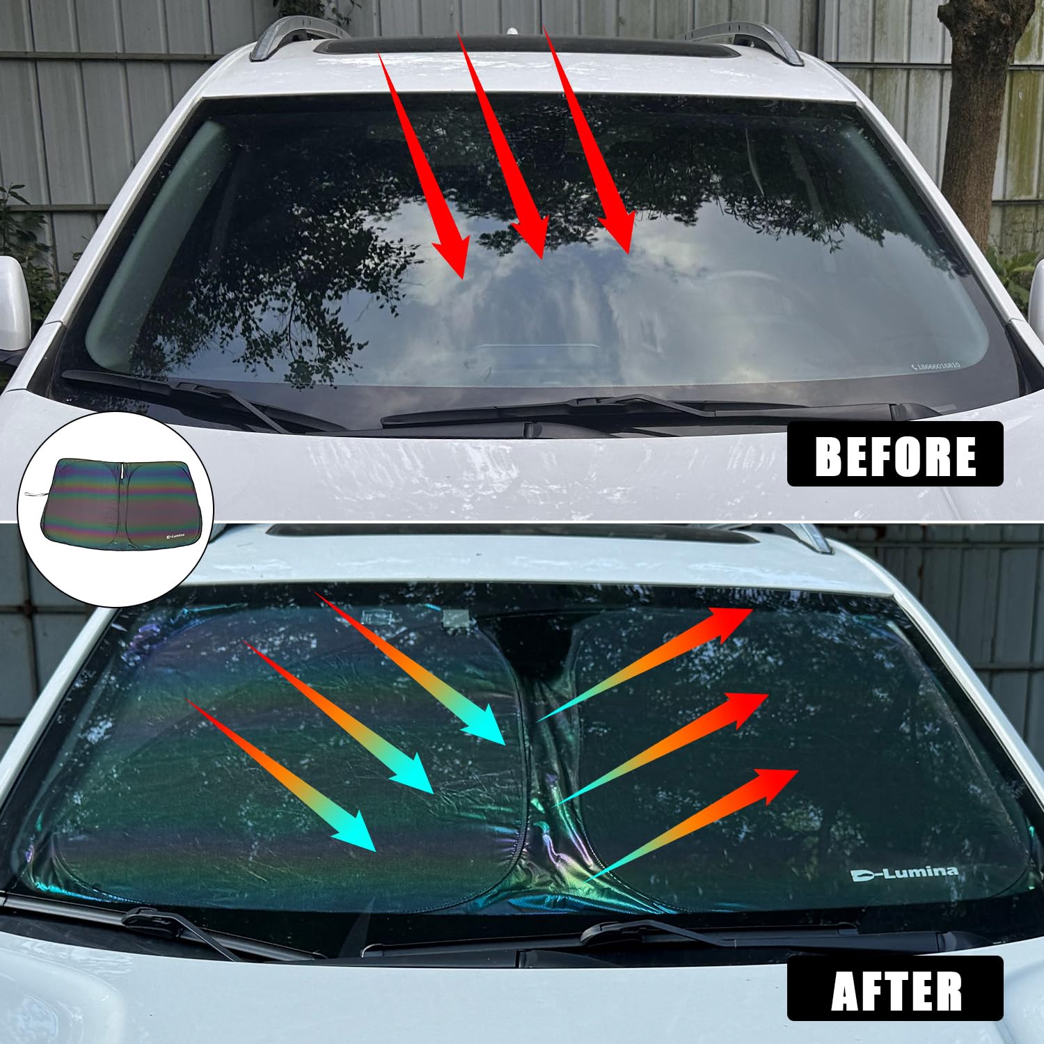 D-Lumina Rav-4 Windshield Sun Shades - Compatible With Toyota Rav4 2019 2020 2021 2022 2023 2024 2025 - Foldable Front Window Su