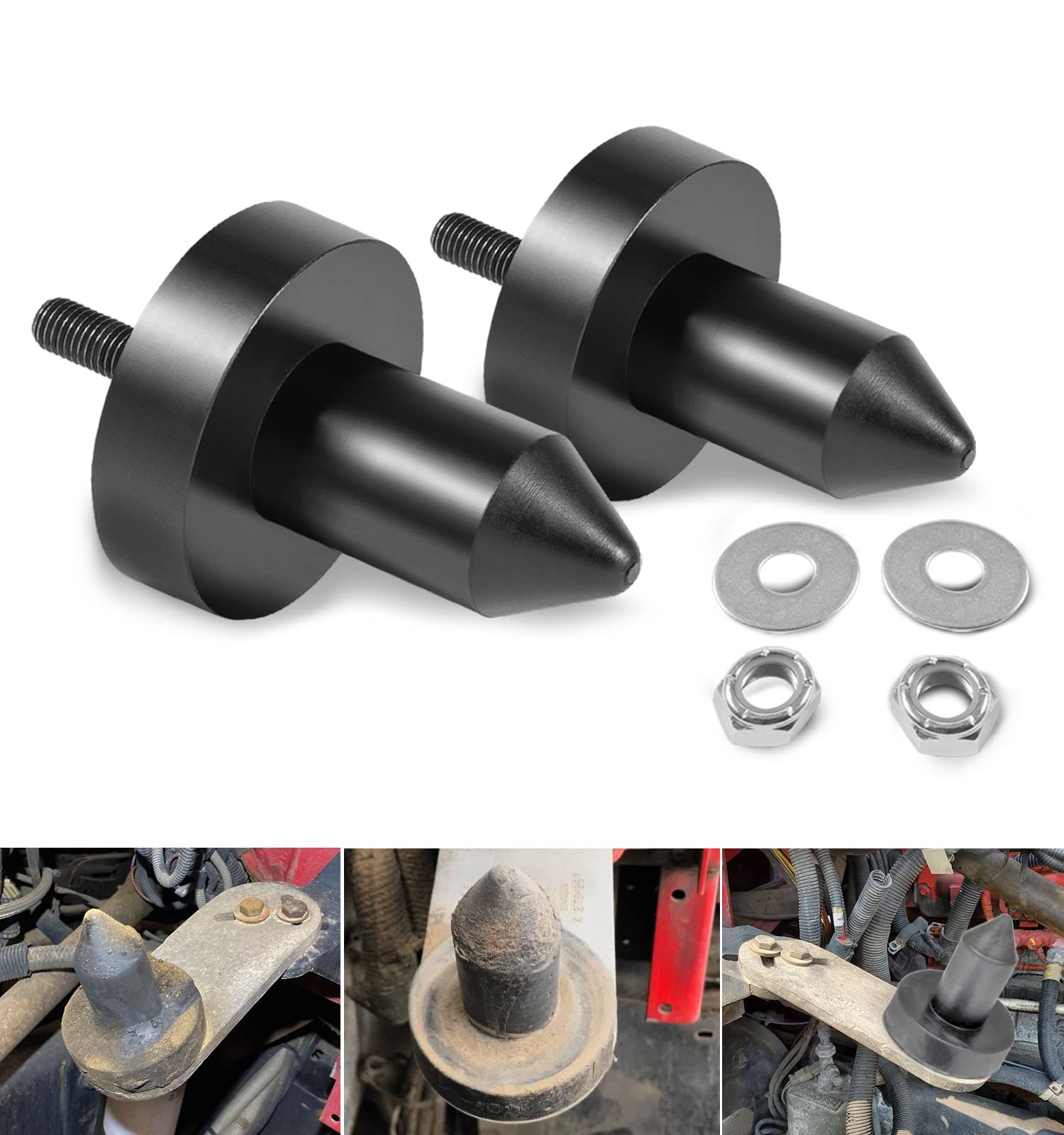 (Set of 2) 924-5410 Hood Pin Poly Kit for Kenworth T2000, T400, T440, T450, T470, T600, T600A, T660, T800, W900 Exterior Hood Mo