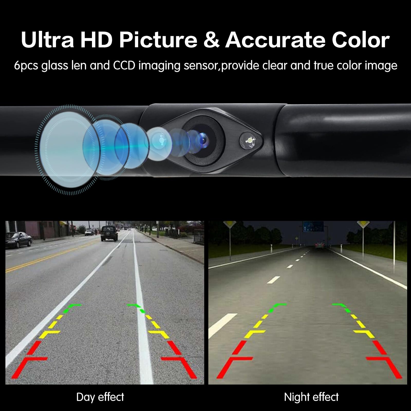 Yuguang Backup Camera For Car, 170 Wide View Angel License Plate Back Up Camera Night Vision Vehicle Reverse Rear View Camera Fo