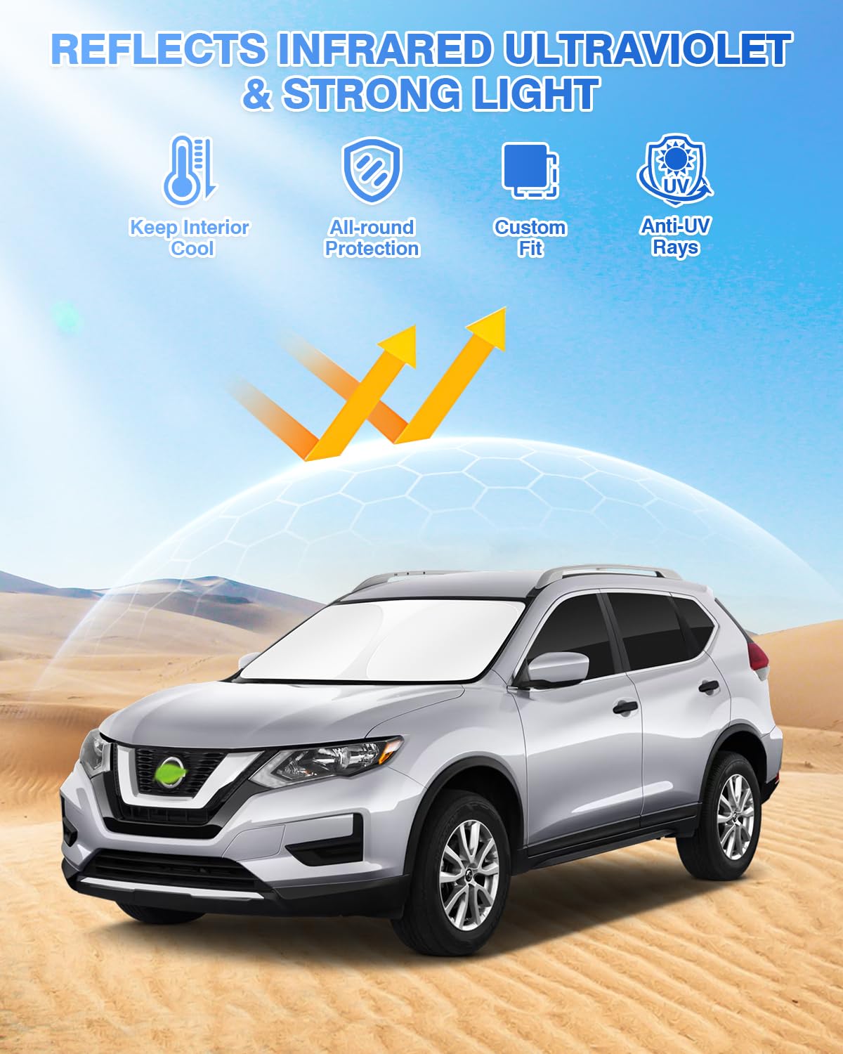 Canvcle Sunshades For 2014-2020 Nissan Rogue (Not For Rogue Sport) Accessories Windshield Sun Shade Side Rear Window Shade Cover