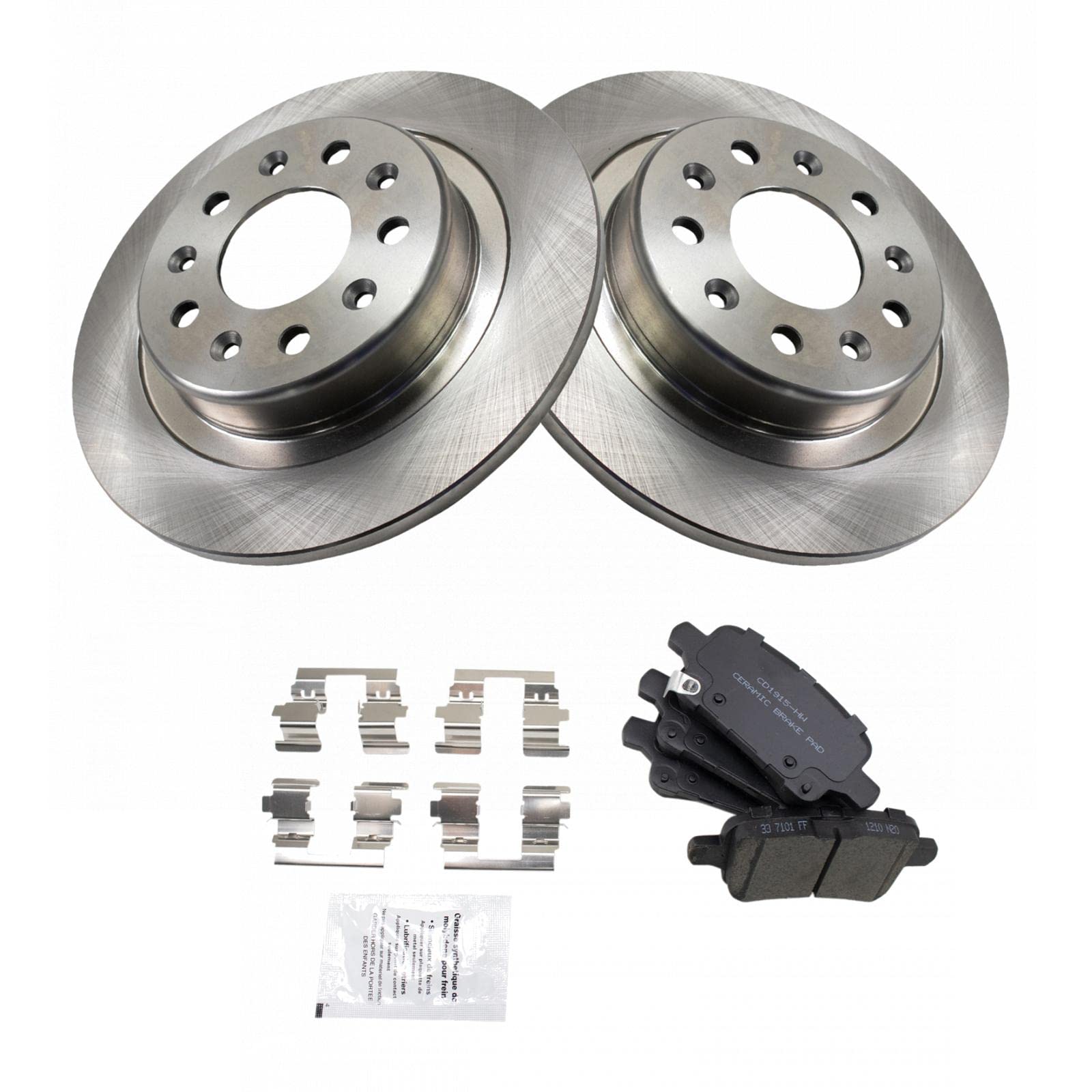Trq Rear Brake Pad & Rotor Kit Brake Pads Brake Rotor Ceramic Compatible With 2017-2019 Buick Lacrosse 2018-2019 Regal Sportback
