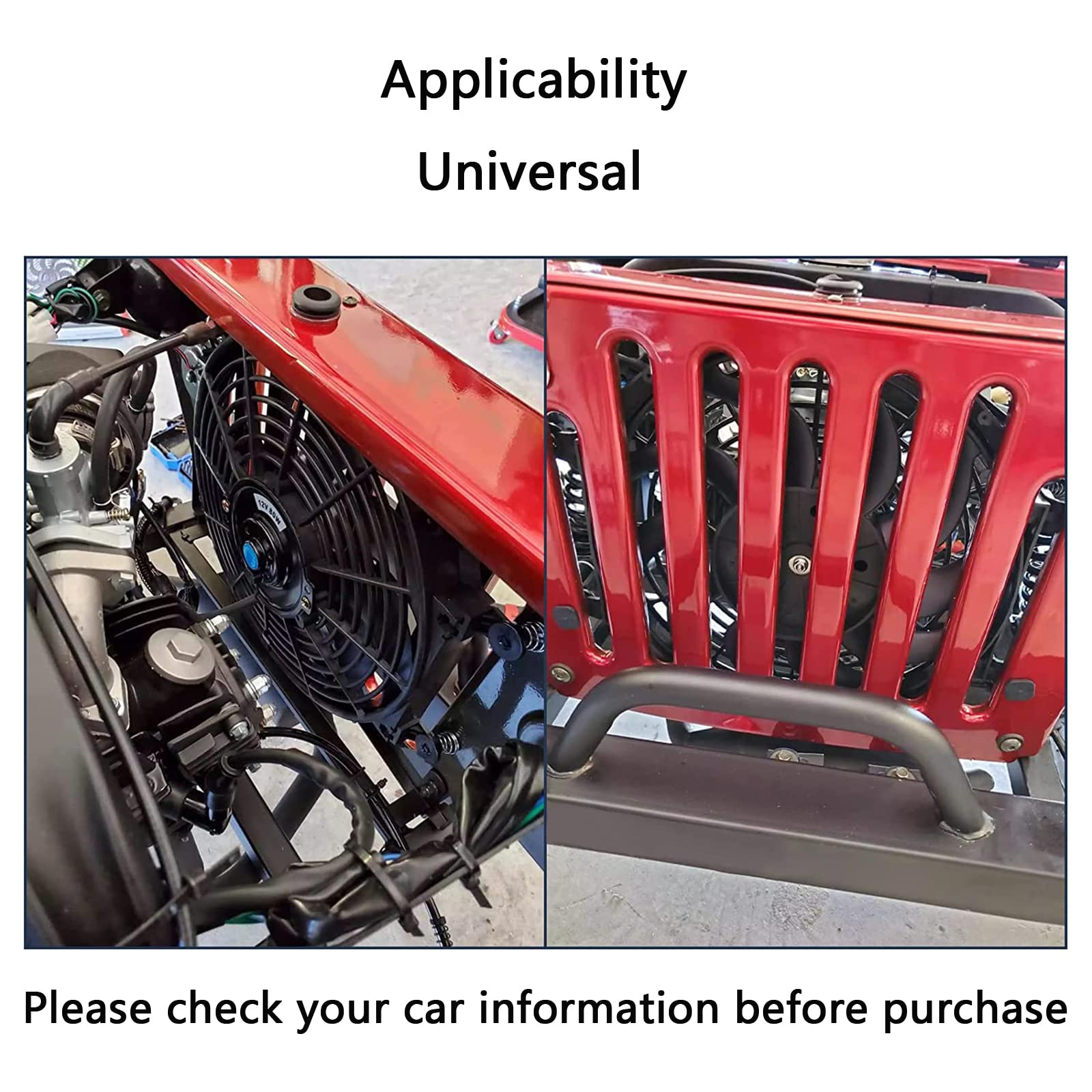 Fgjqefg 12 Inch Universal Slim Fan Push Pull Electric Radiator 12V 80W High Performance Cooling Fan Mount Kit Blue 2 Pcs