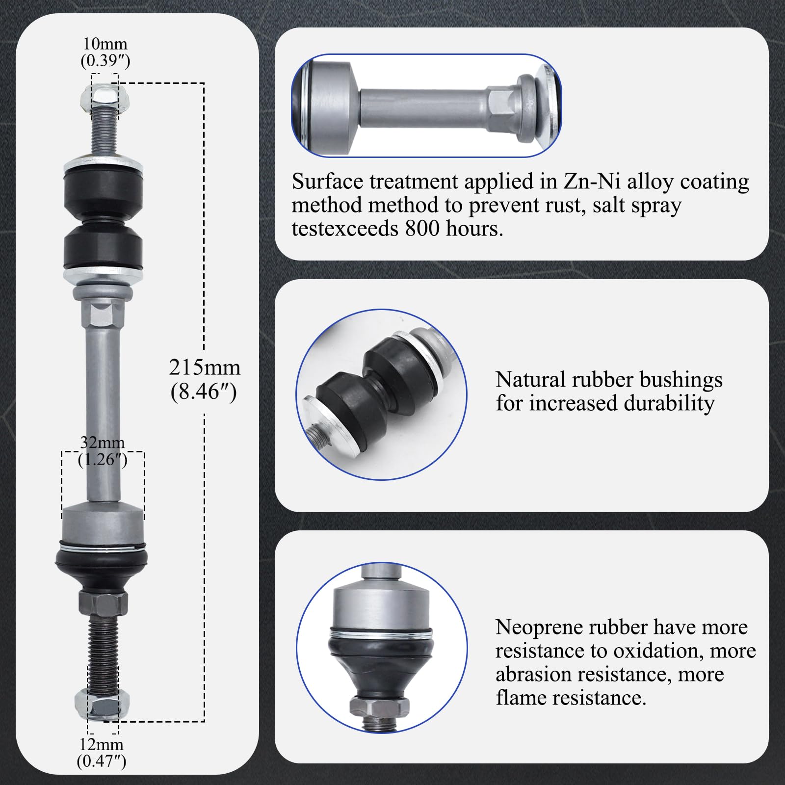 Zinc-Nickel Alloy Front Stabilizer Sway Bar End Link End Kit For 2004-2008 Ford F-150 2Wd 2006-2008 Lincoln Mark Lt 2Wd K80337