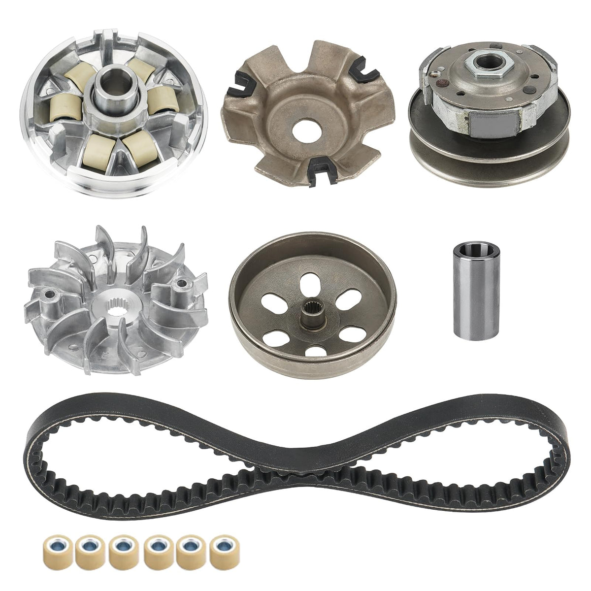 Clutch Set Fit For Gy6 125Cc 150Cc 4-Stroke Engine Scooter Atv Taotao Roketa Sunl Include Clutch Assembly Variator Assembly 743 Belt