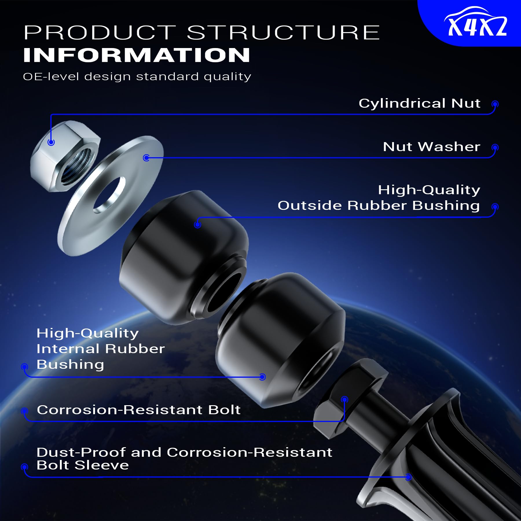 K700432 Front Stabilizer Sway Bar End Links for 07-16 Chevy Silverado 1500,07-13 Avalanche,07-16 Tahoe,15-16 Suburban/GMC 07-16