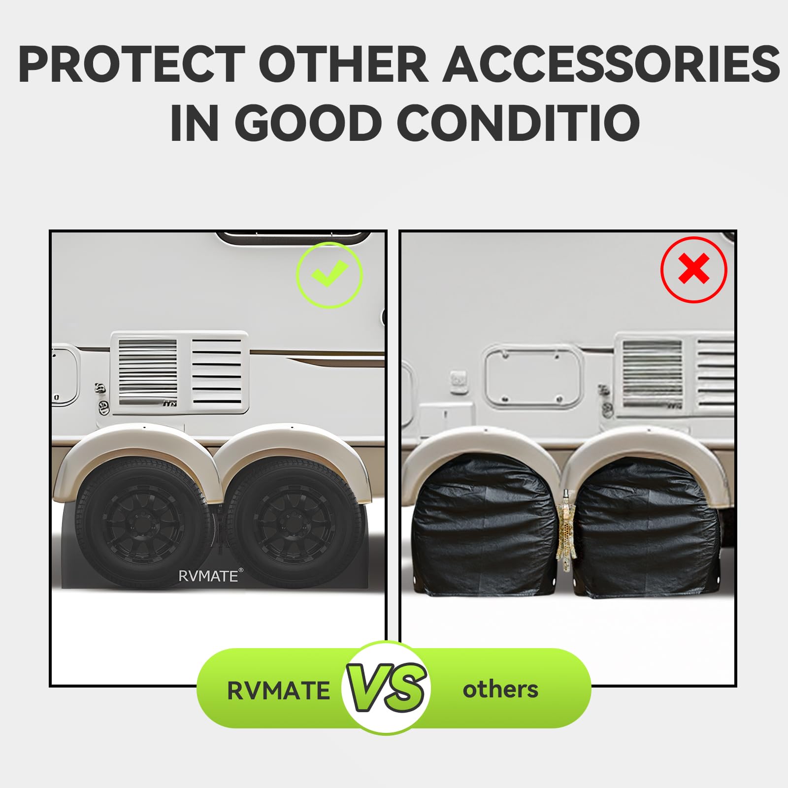 RVMATE RV Tire Covers, Dual Axle Wheel Cover (2 Pack) Fits 30''-33'' Diameter Tires, Waterproof Anti-UV 420D Oxford Black Dual T