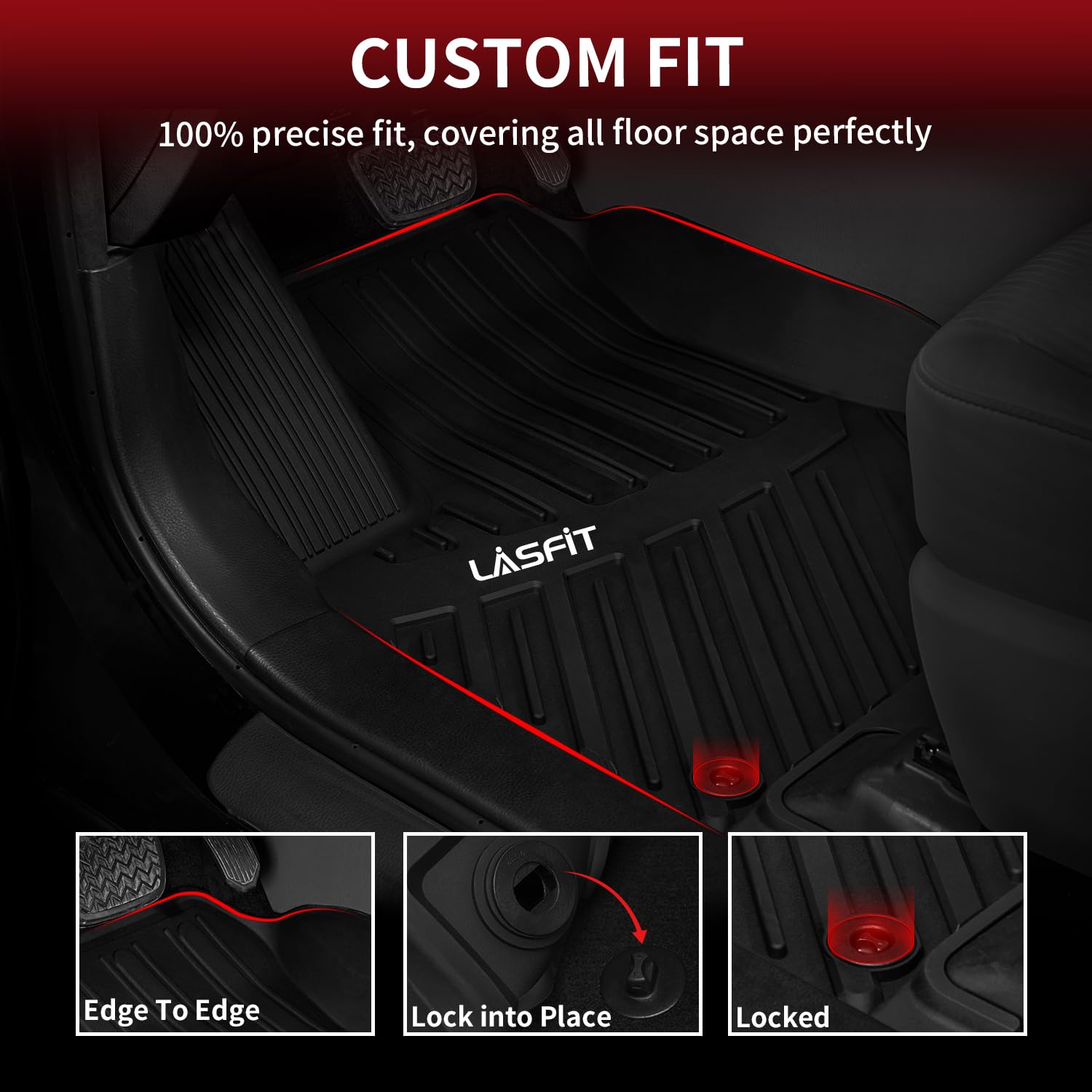 Lasfit Floor Mats For Toyota Highlander 2014-2019 (Not For Hybrid) All Weather Custom Fit Floor Liner For Highlander Le/Xle/Se/L