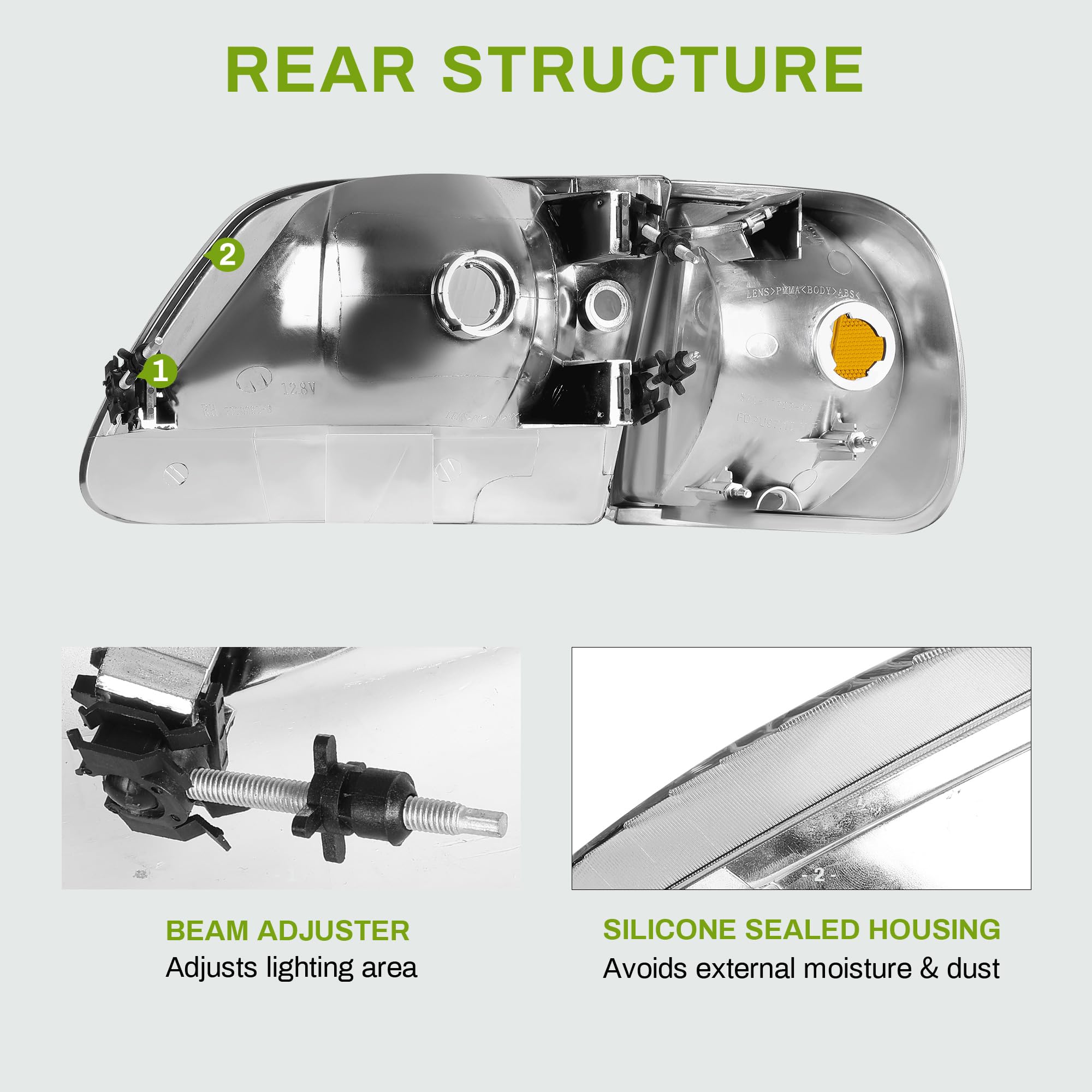 Autosaver88 Headlight Assembly Compatible With 97-03 Ford F-150/97-02 Ford Expedition Pickup Headlamp Replacement Black Housing