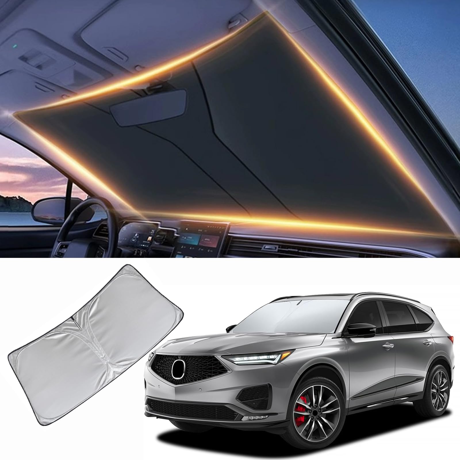 Windshield Sun Shade for Acura MDX Front Window Shades Cover for 2014-2024 MDX Windshield Sun Visor Protector Car Accessories