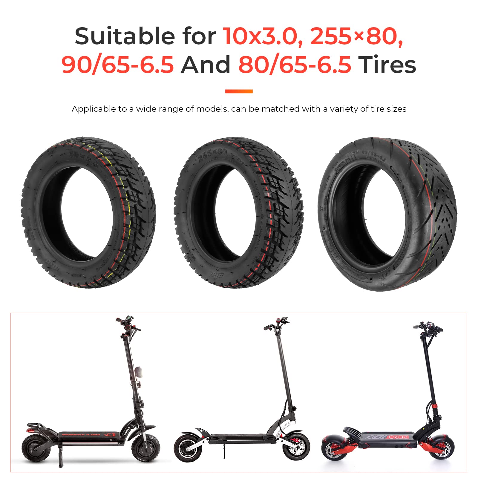 Luck4U (2-Pack) 10X3 Replacement Inner Tubes With 90 Degree For 255X80 90/65-6.5 80/65-6.5 Tires Scooter