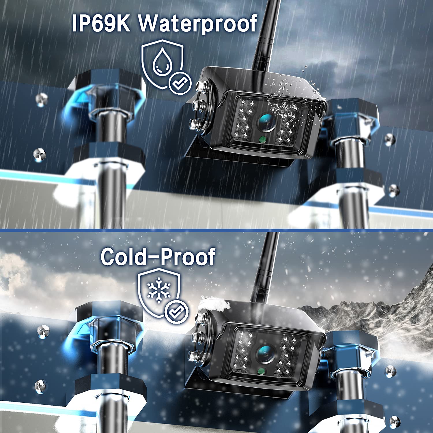 Zeroxclub 1080P Wireless Backup Camera System With 10 Inch Dvr 4 Split Monitor, Ip69 Waterproof Stable Signal Record Wireless 1