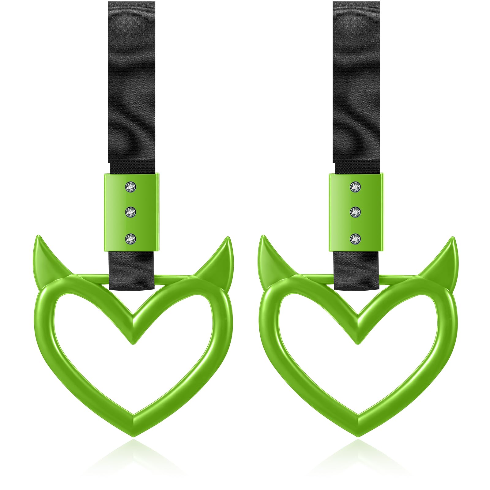 Fabbay 2 Pieces Heart Handle Keychains Car Accessory Heart Hand Strap Drift Charm For Car Interior Exterior Decoration(Green,Dev