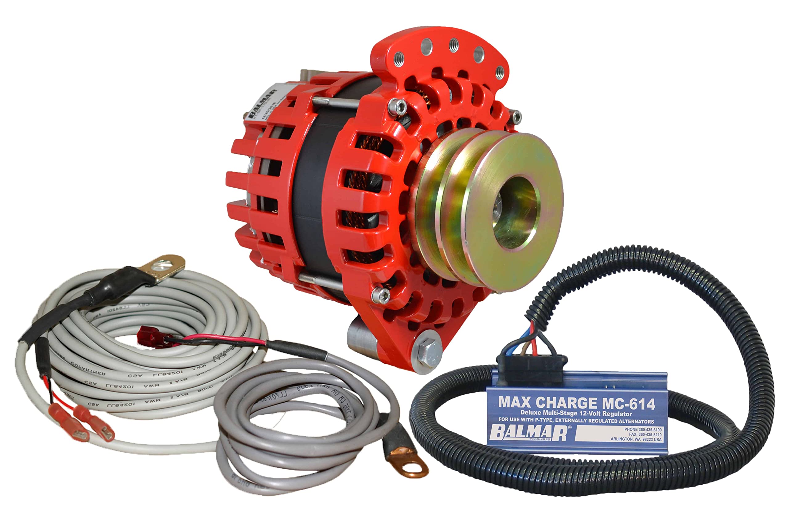 Balmar Alternator 1-2'' Single Foot Dual V Pulley Regulator & Temp Sensor - 170A Kit - 12V