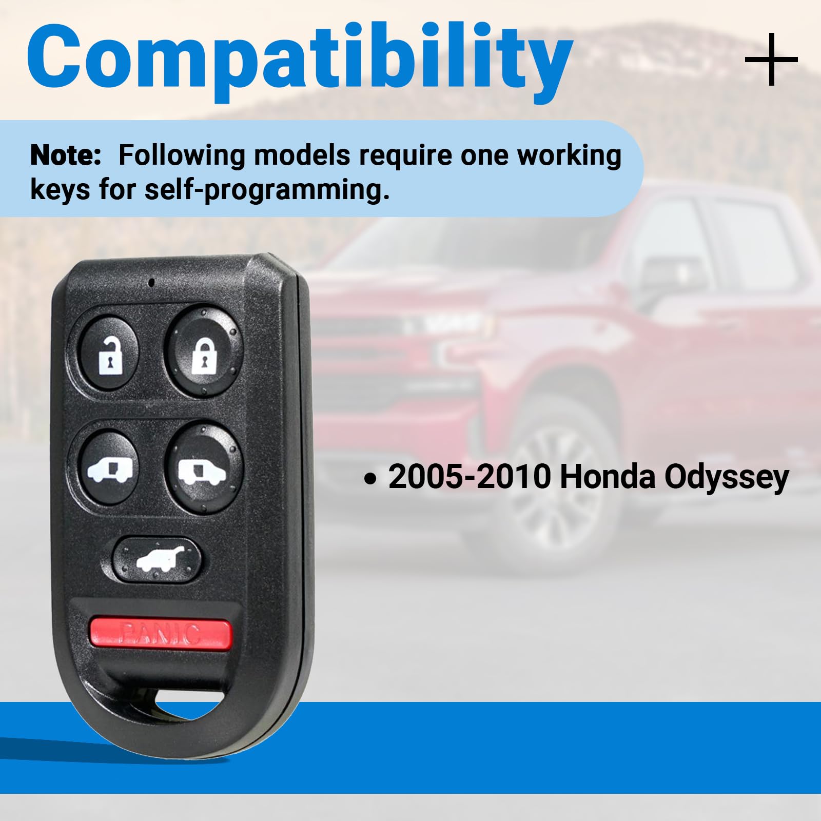 Key Fob Keyless Entry Remote Control Compatible with 2005 2006 2007 2009 2009 2010 Honda Odyssey Car Key Replacement for OUCG8D-