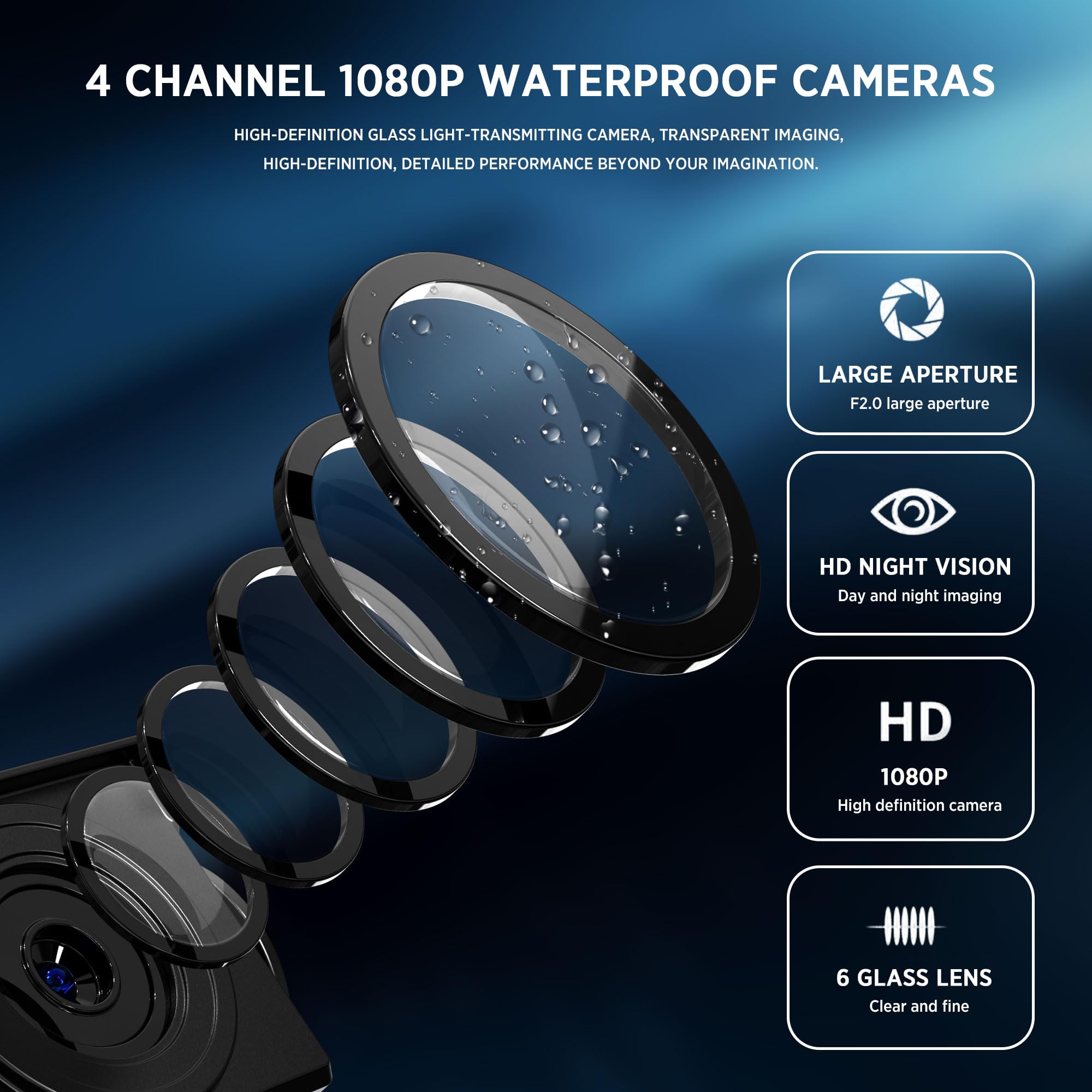 Ciascy 4K Dash Cam - 4 Channel 360 Backup Camera with 10.36" Touch Screen & DVR Recording for RV, Truck, Van - E240426, T033s
