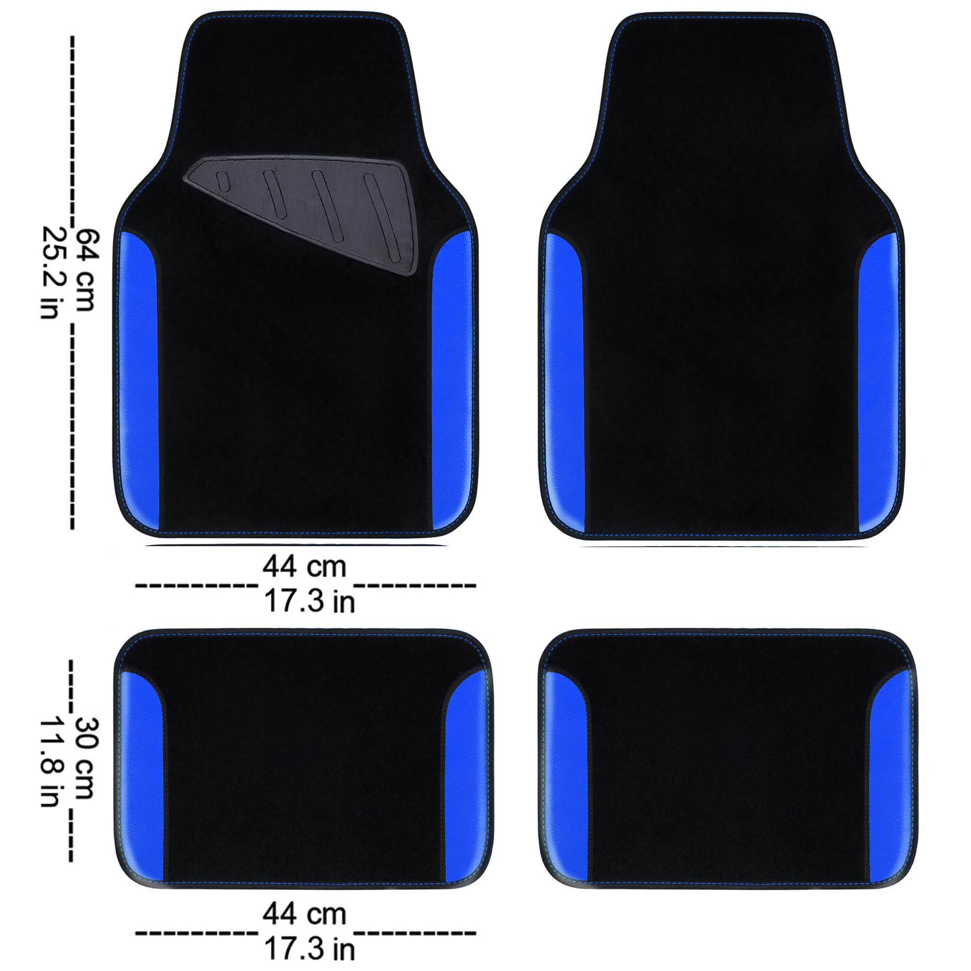 Car Pass Rainbow Waterproof Universal Fit Faux Leather Car Carpet- Anti-Slip Nibbed Backing Floor Mats For Suv, Vans, Sedans, Tr