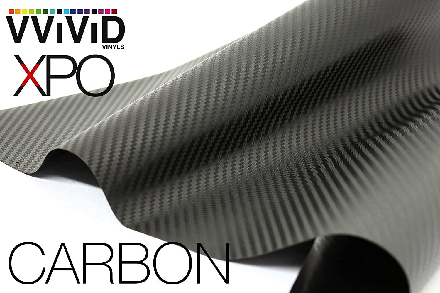 Vvivid Xpo Dry Deep Black 3D Carbon Fiber Vinyl Wrap Roll With Air Release Technology (2.5Ft X 5Ft)