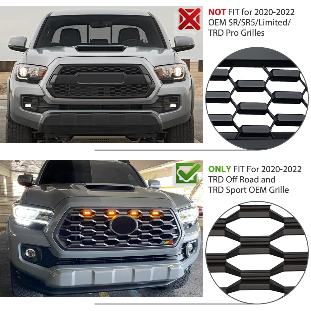 Kingory Raptor LED Light Upgrade for 2020-2022 Tacoma OEM Grill, Amber Shell with Amber Light, Compatible with TRD Off Road & Sport