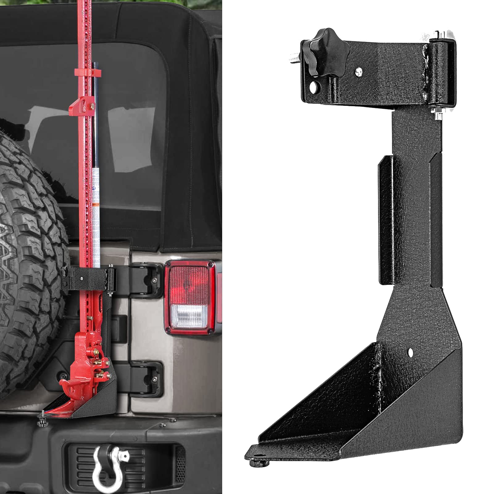WeiSen Jack Holder Tailgate Door Hinge Mount Bracket Kit Compatible with Jeep Wrangler JK 2007-2017