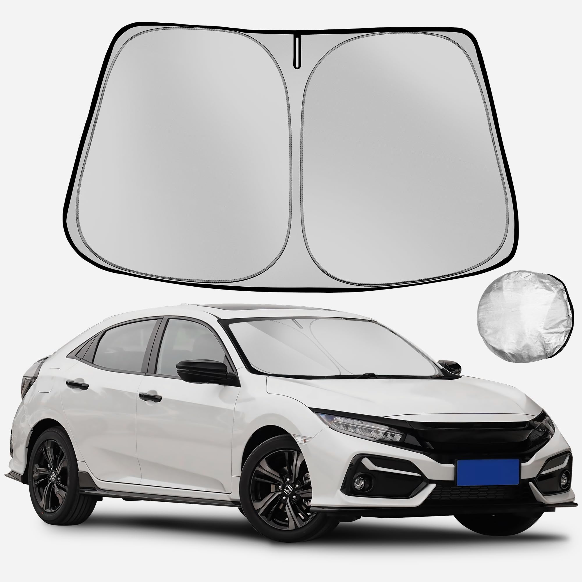 Fonowka Windshield Sun Shade For 2016-2021 Civic Foldable Sun Sunshade For Car Front Window Blocks Uv Rays And Heat Automotive I
