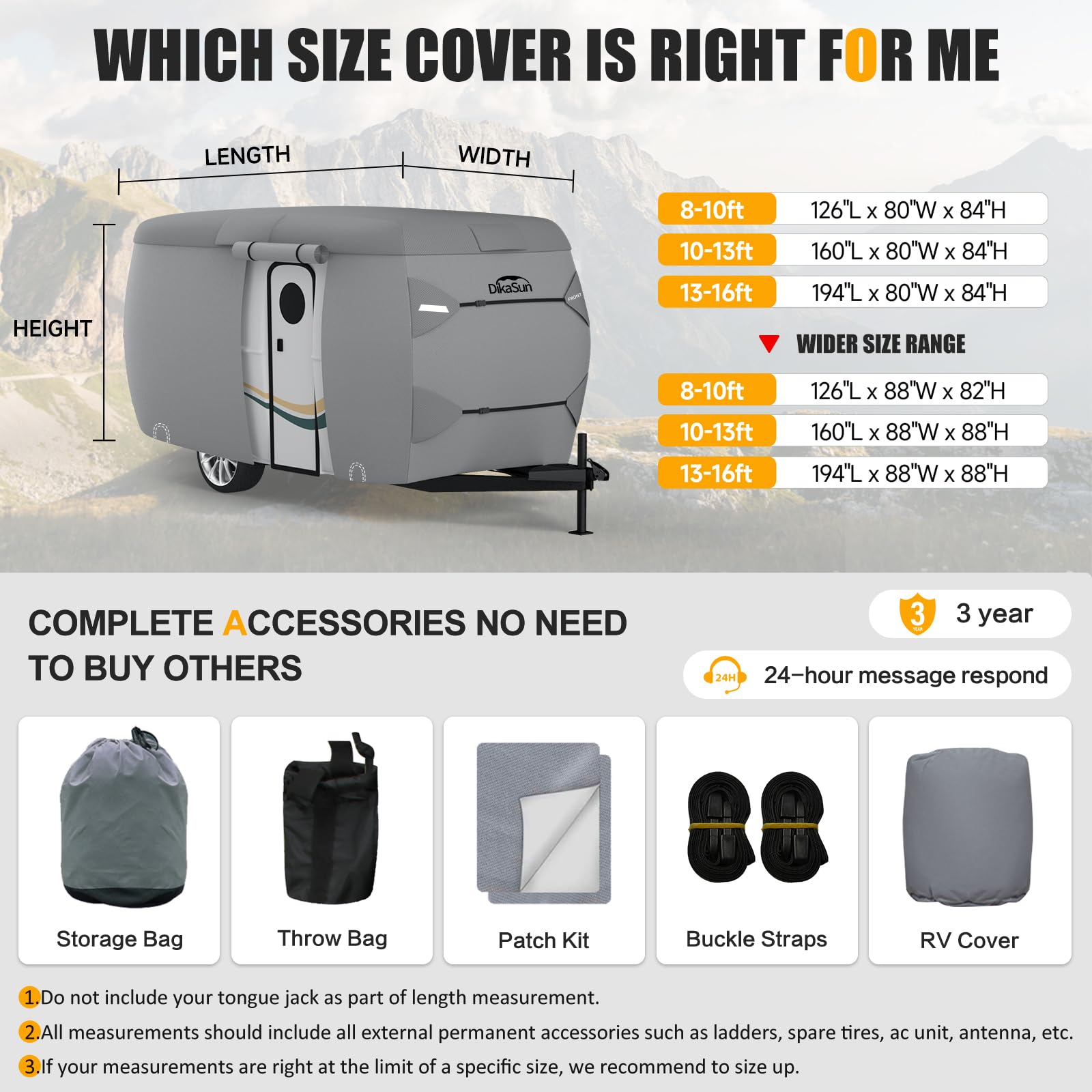 Travel Trailer Cover, 7 Layers Fiberglass Camper Rv Cover (Fits 8' - 10' Trailers), Tear Resistant Waterproof Motohome Trailer C