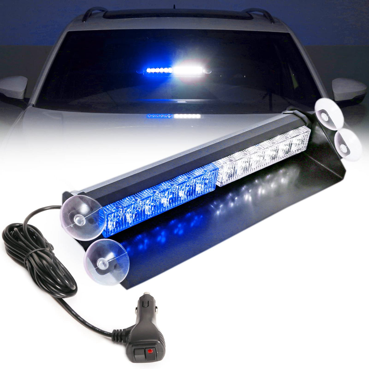 Booyu 14.8In Led Windshield Emergency Strobe Dash Light Bar 12/24V Interior Visor Deck Flashing Hazard Safety Warning Lights For