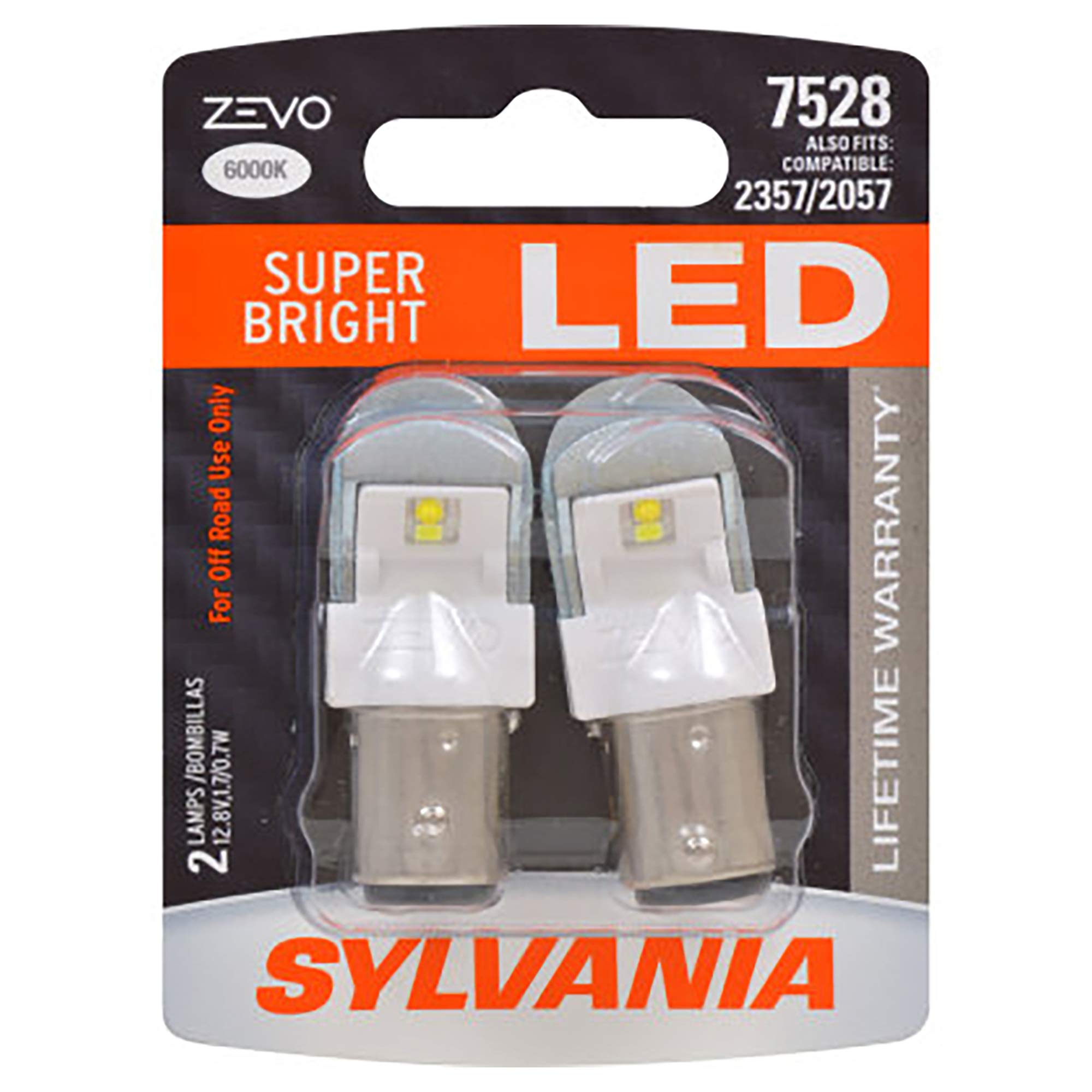 Sylvania - 7528 Zevo Led White Bulb - Bright Led Bulb, Ideal For Daytime Running Lights (Drl) And Back-Up/Reverse Lights (Contai