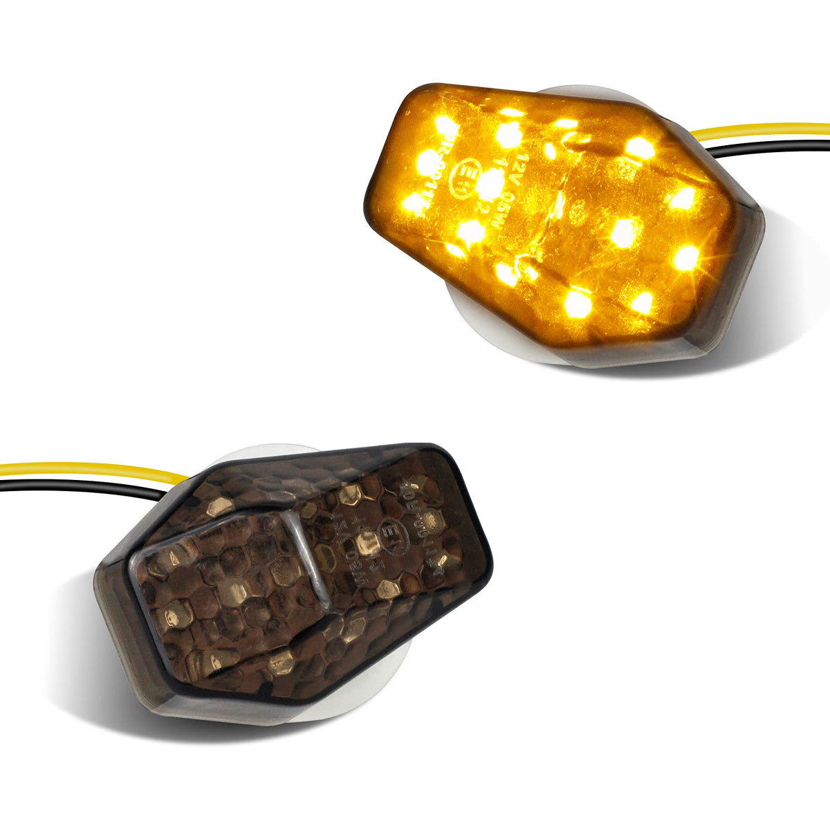 QUASCO LED Flush Mount Motorcycle Turn Signals Universal 12V Blinkers Smoked Lens Compatible with Sport Street Racing Bike Suzuk
