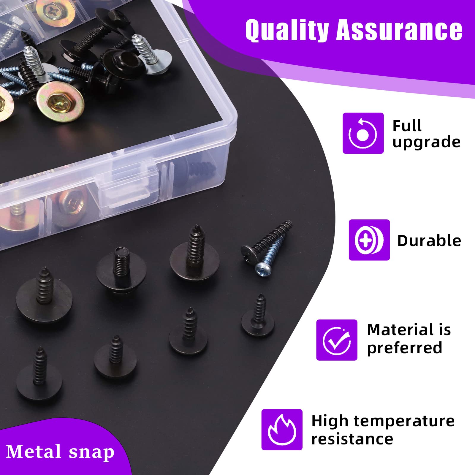 Swpeet 160Pcs 14 Sizes Metal Car Screw Body Bumper Hood Retainer Clips with Phillips Round Head Self Tapping Screw Assortment Ki