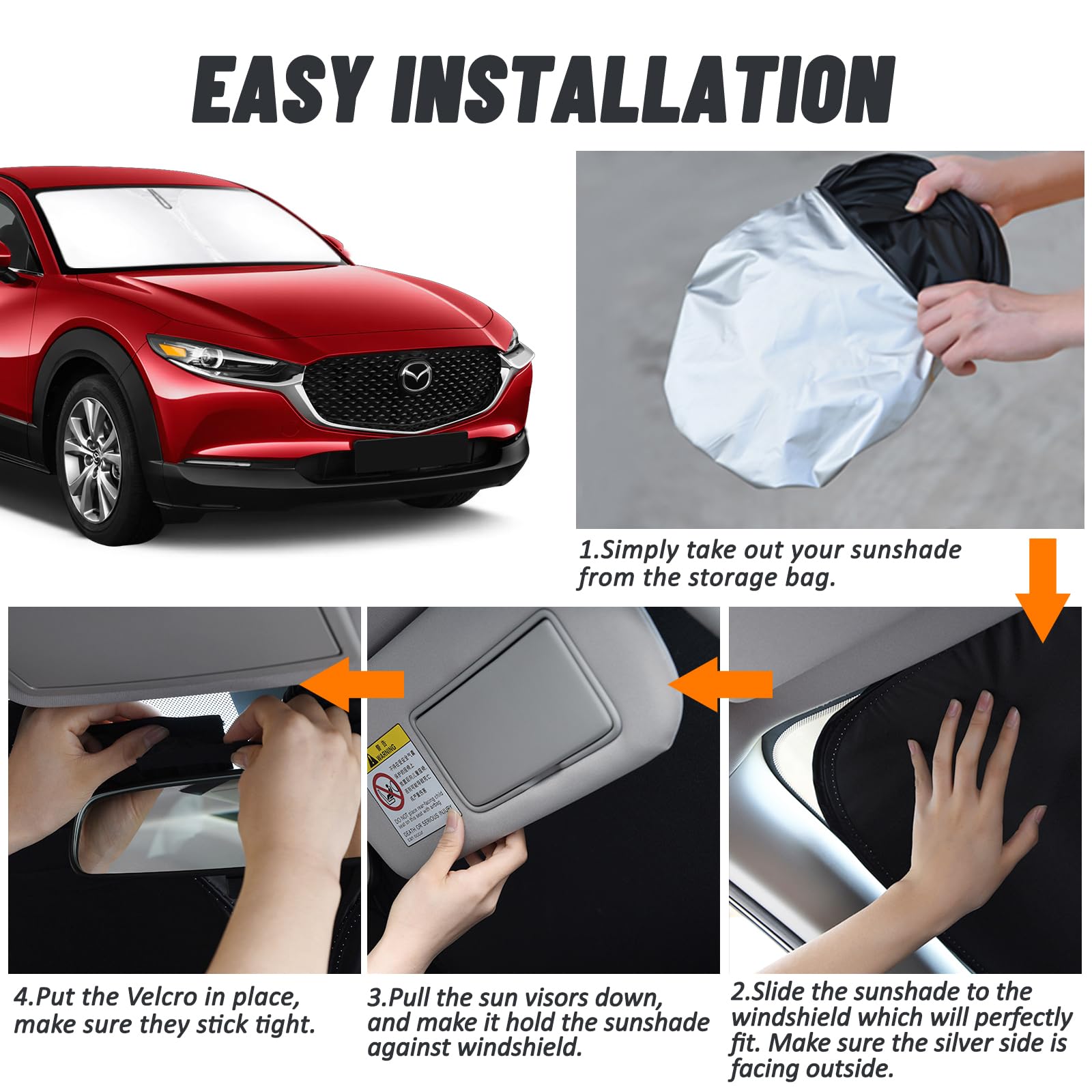 D-Lumina Windshield Sun Shade For Mazda Cx-30 2019-2025 Cx30 Accessories, Front Window Sunshade Sun Visor Protector Block Uv Ray