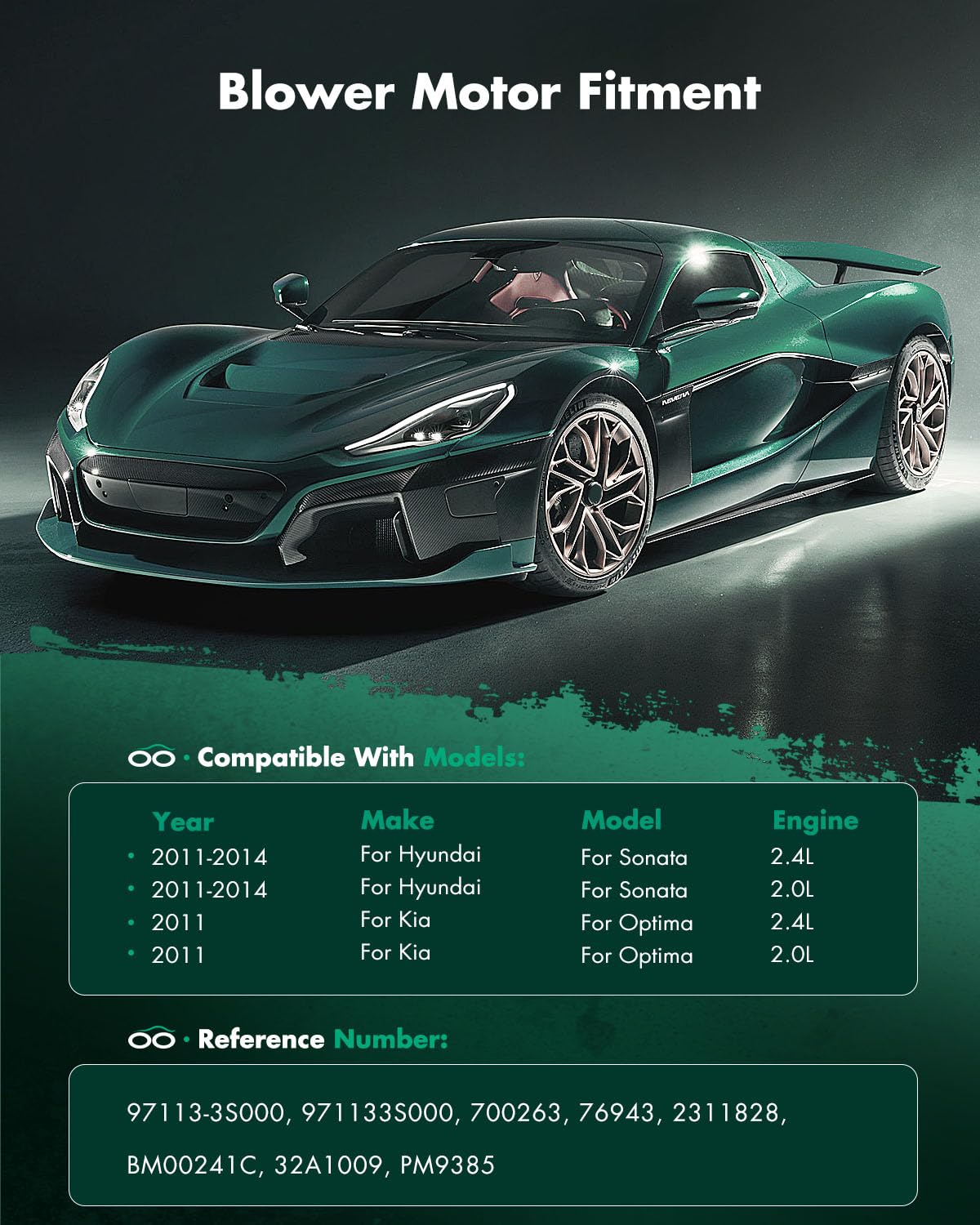 Scitoo Hvac Heater Blower Motor With Fan Cage Front 700263 For Hyundai For Sonata 2011-2014,For Kia For Optima 2011