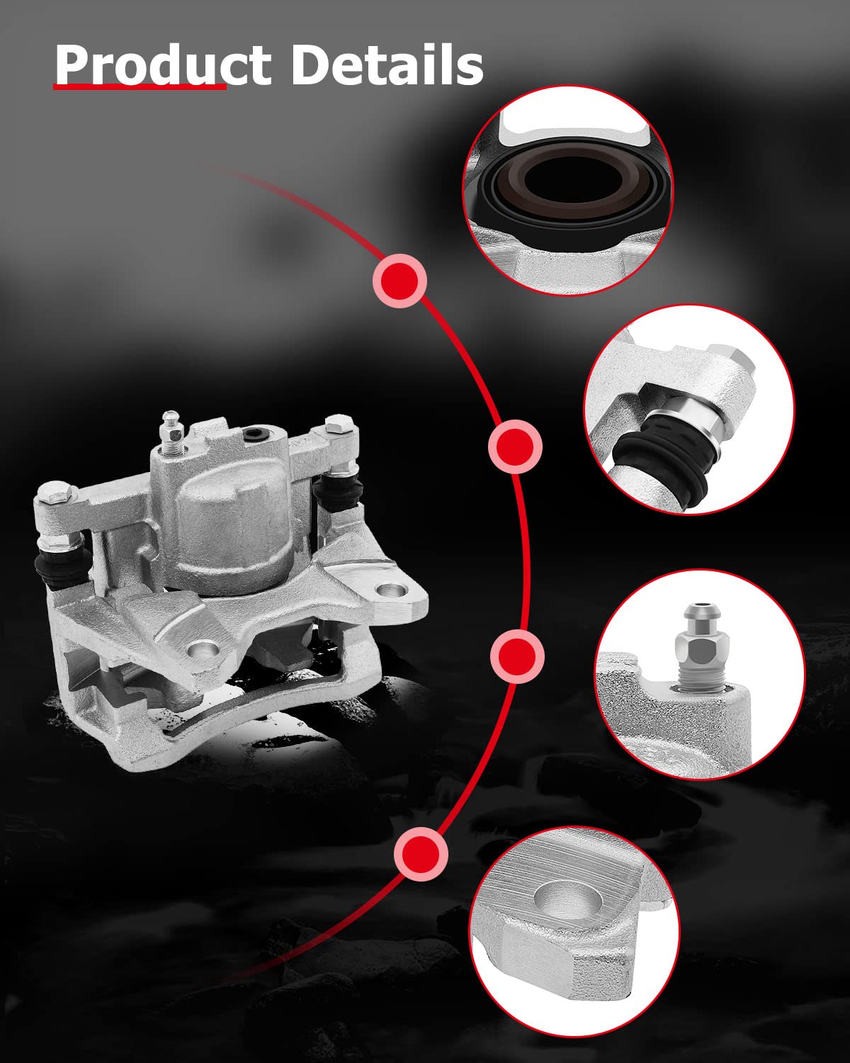 cciyu 18B5046 Rear Brake Caliper With Bracket For Dodge For Nitro 2007-2011,For Jeep For Liberty 2008-2012,For Jeep For Wrangler