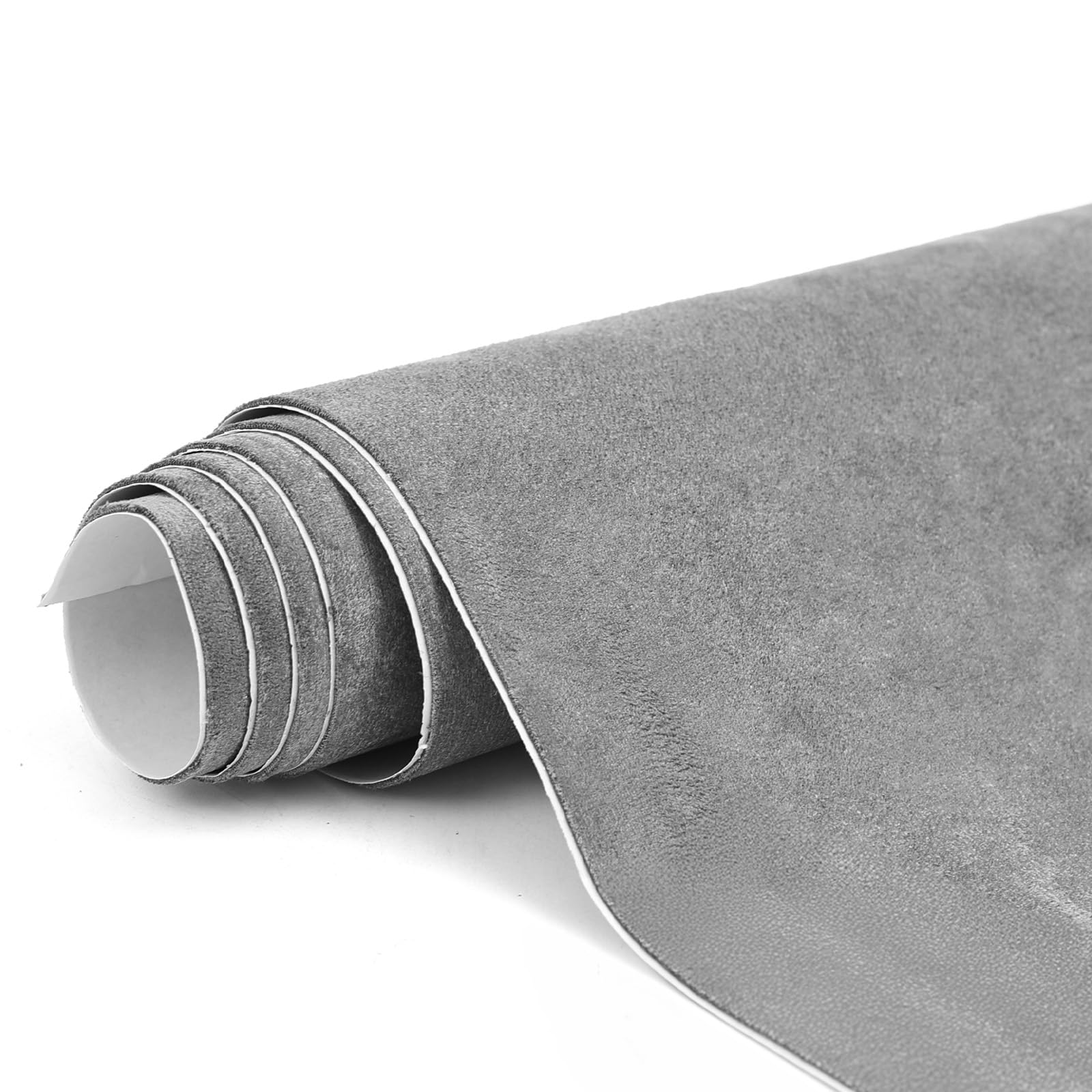 RadiantDecor Premium Grey Suede Fabric Wrap - 12x60 inch Suede Wrap for Car Interior - Self-Adhesive Microfiber and Synthetic Le