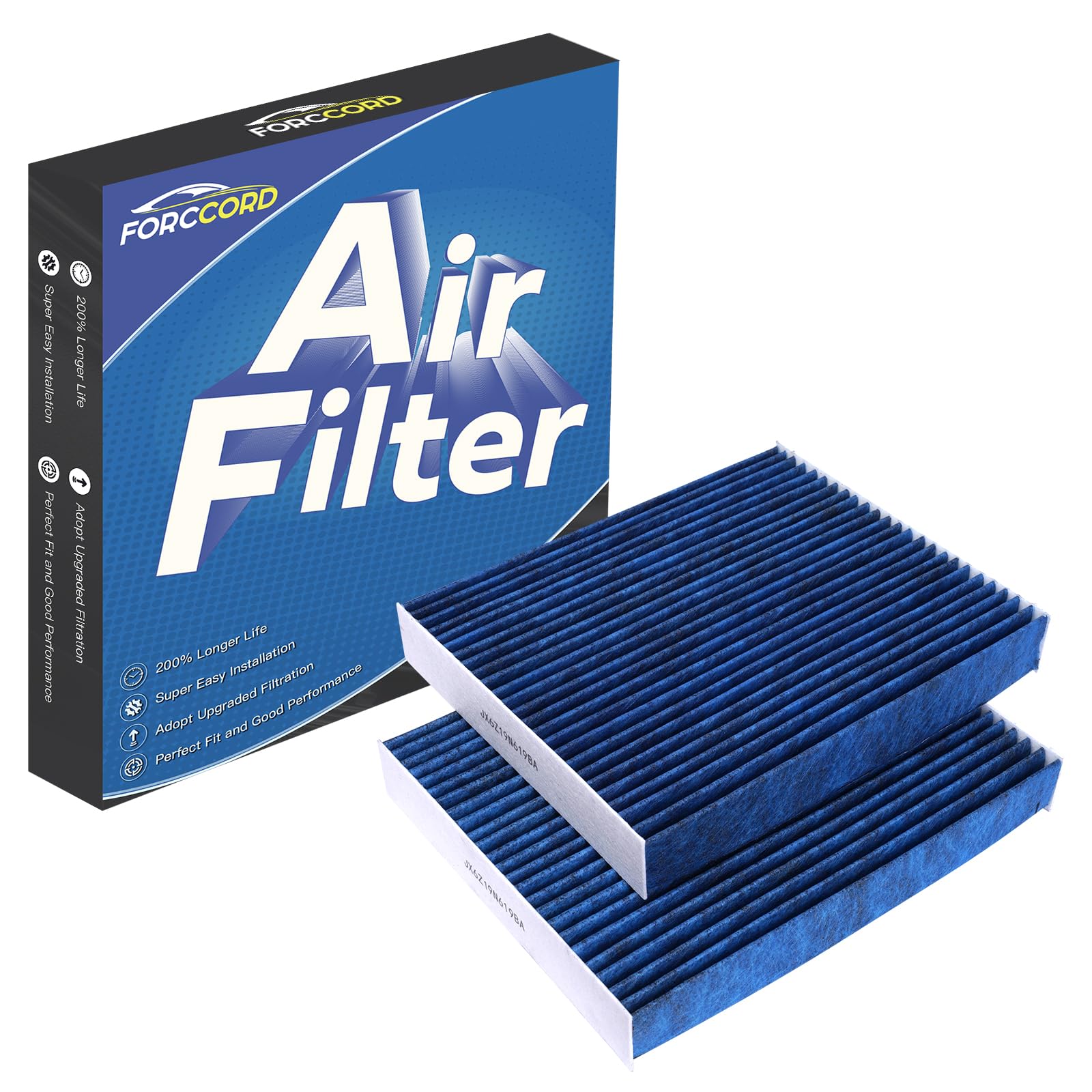 Forccord 2-Pack Hepa Cabin Air Filter Fits For Bronco Sport Ford Escape Explorer Mustang Mach-E Lincoln 2020-2025 Activated Carb
